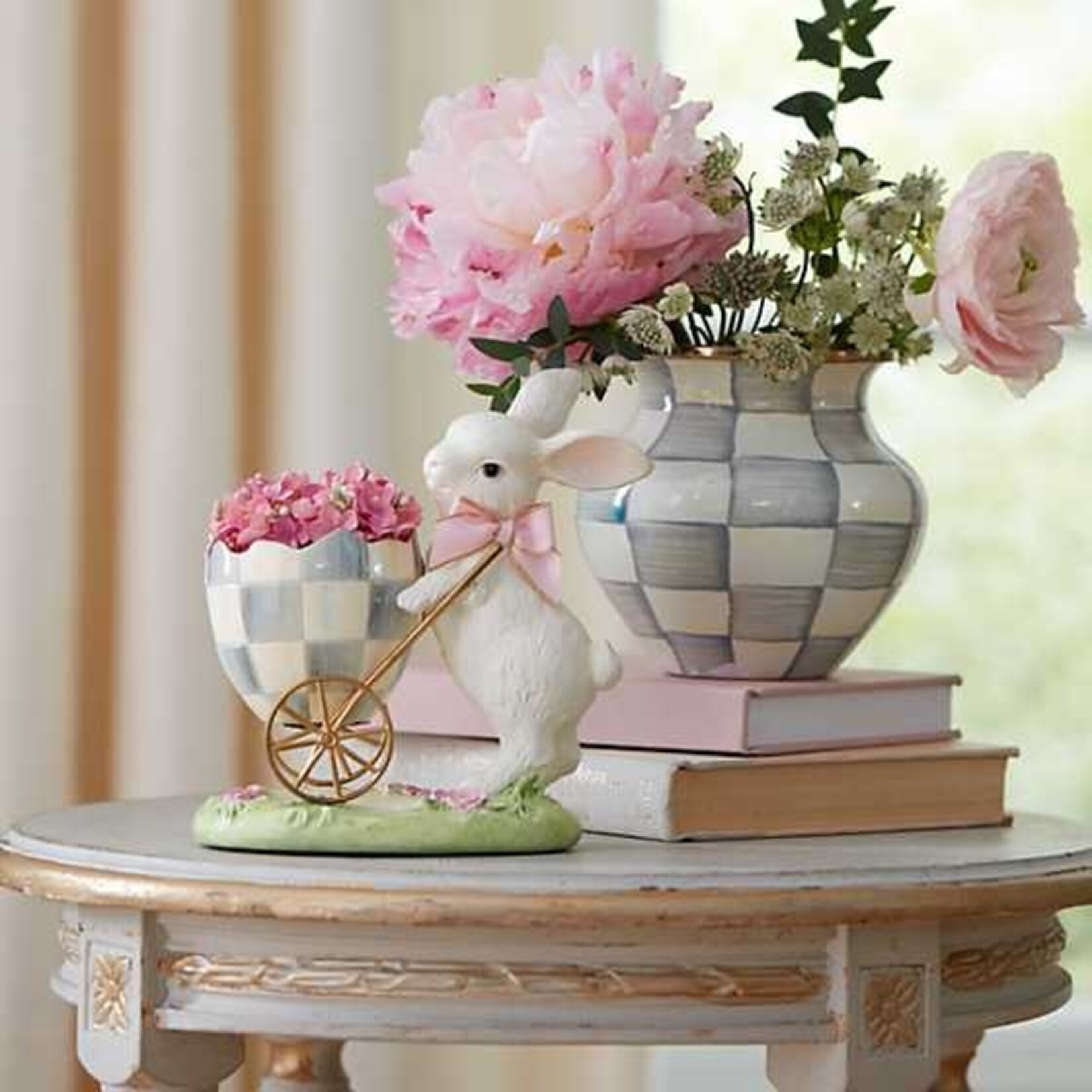 MacKenzie-Childs Touch of Pink bunny Egg Cart