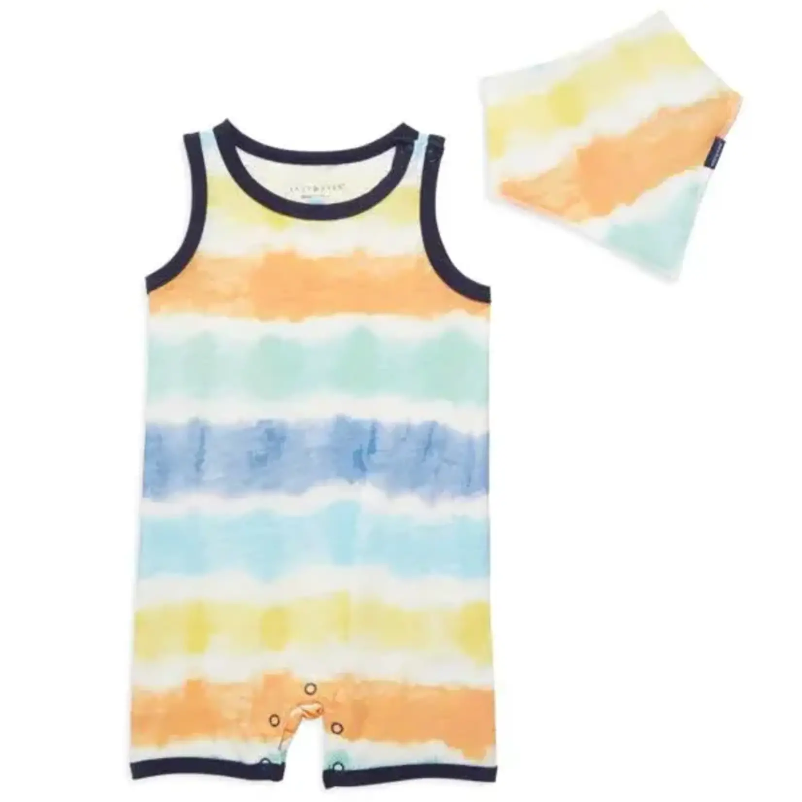 Andy & Evan Tie Dye Romper With Matching Bib