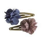 Maileg USA Fluffy Flower Hair Clips 2 pack (Dark Blue/Grey)