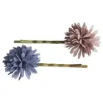 Maileg USA Chiffon Flower Bobby Pins 2 Pc (Dark Blue/Grey)