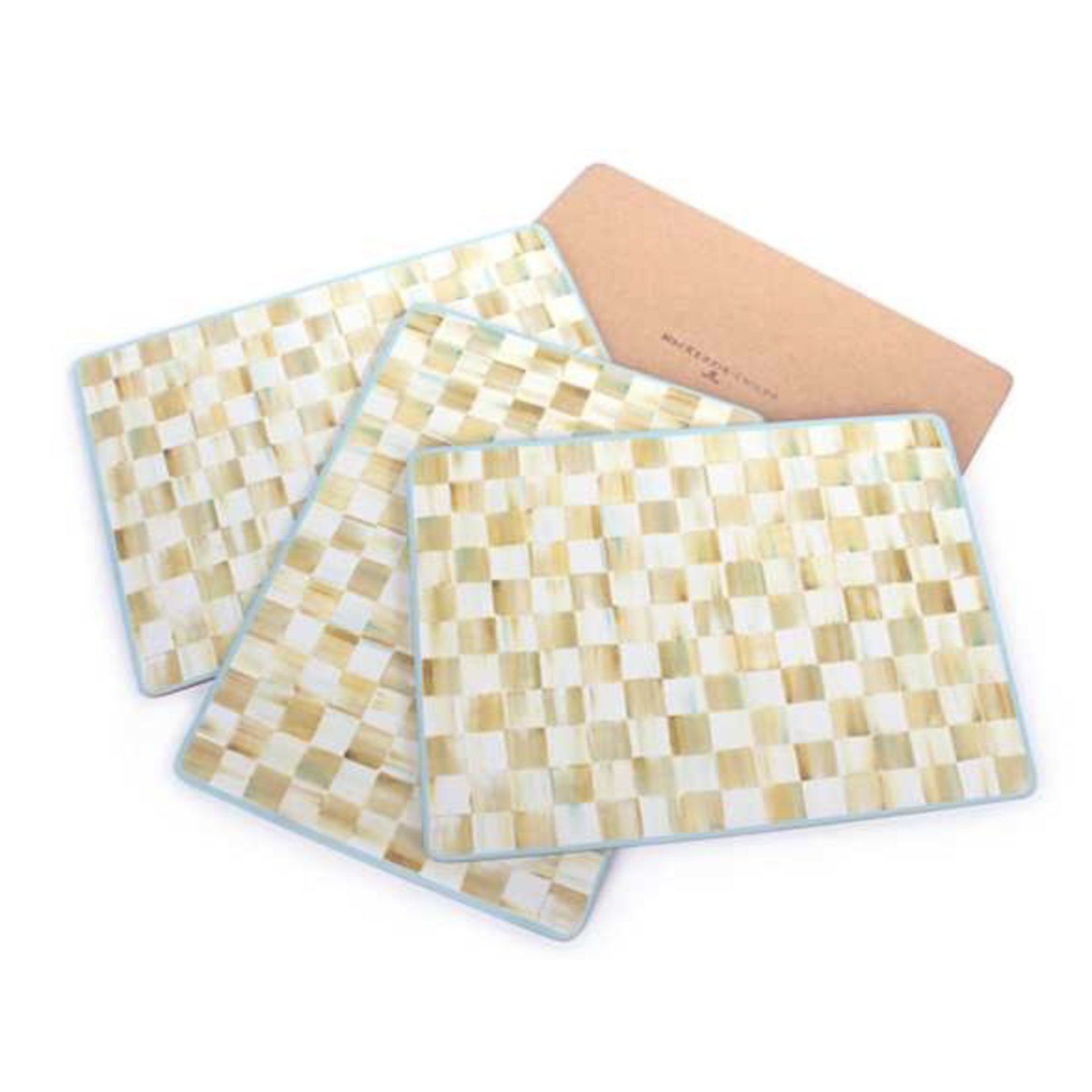 MacKenzie-Childs Parchment Check Cork Back Placemats, Set of 4