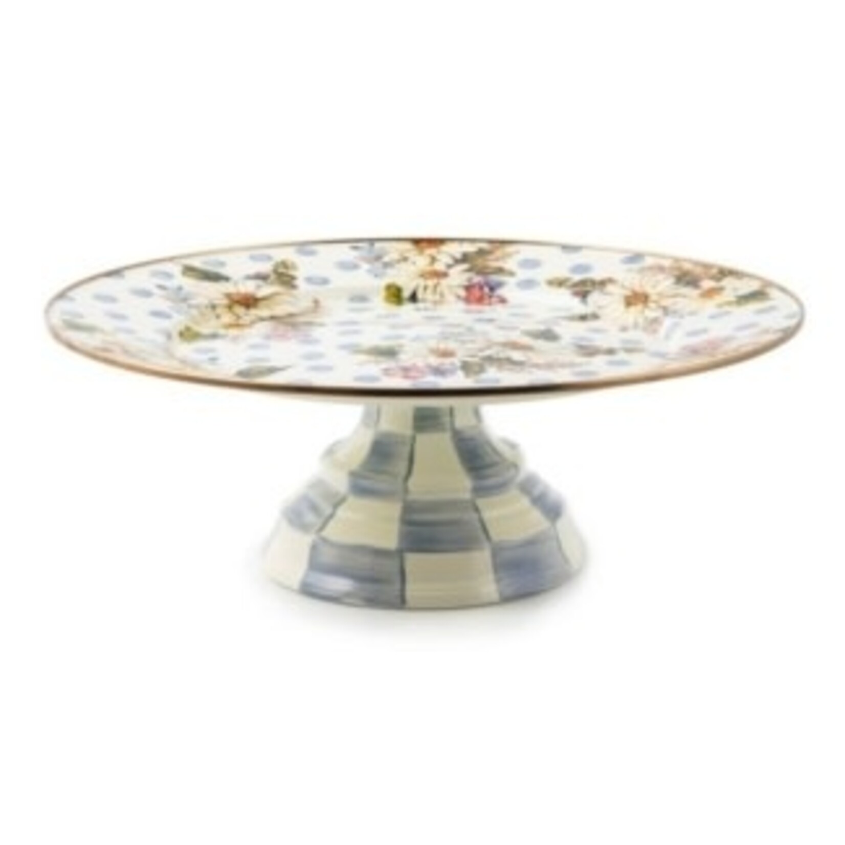MacKenzie-Childs Wildflowers Enamel Large Pedestal Platter - Blue