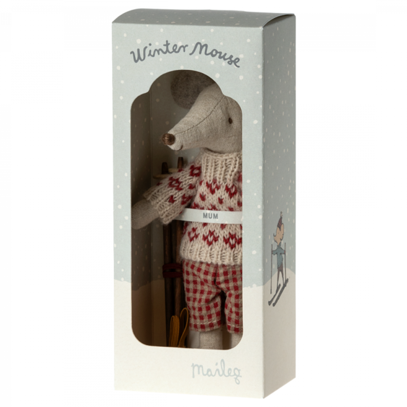 Maileg USA Winter Mouse with Ski Set, Mum