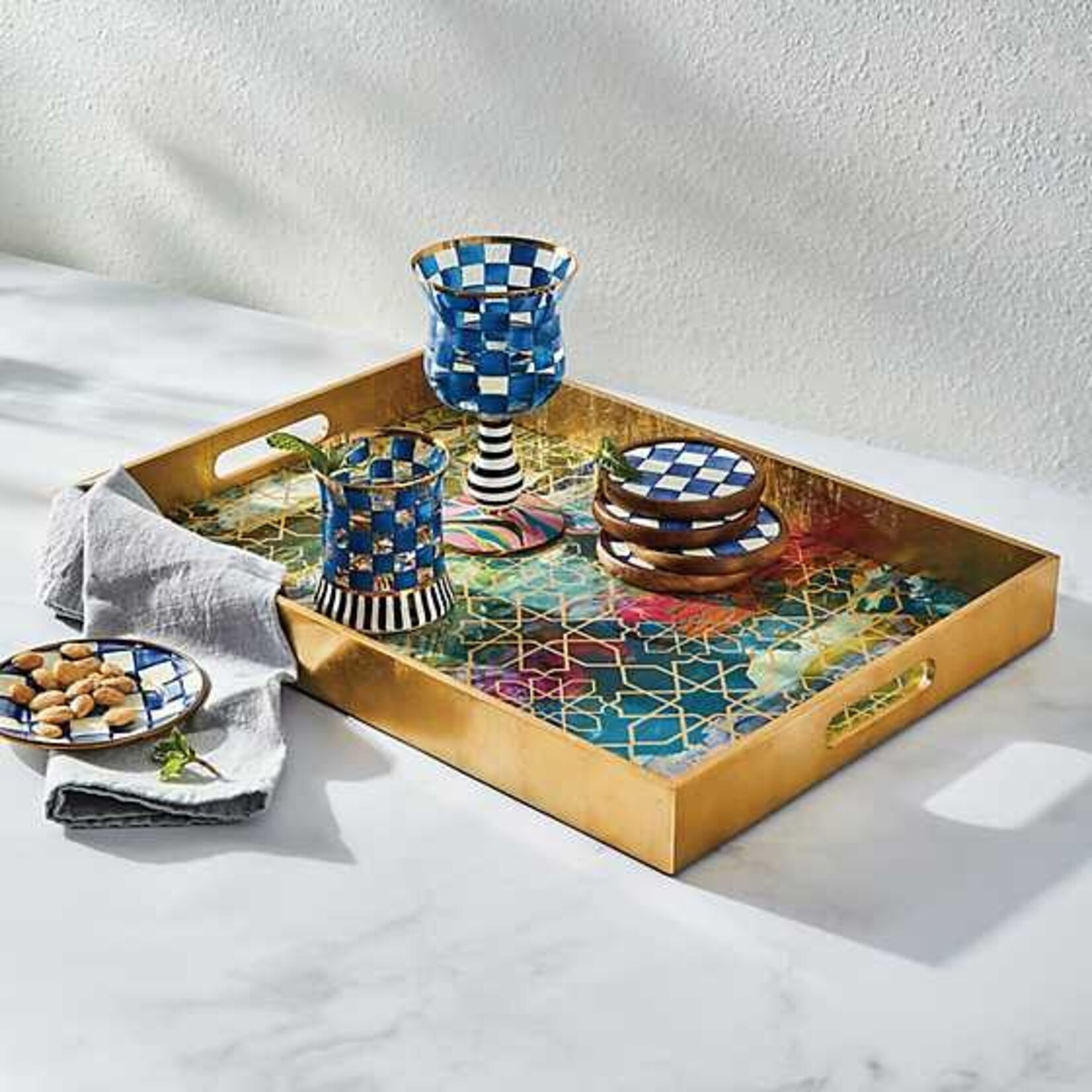 MacKenzie-Childs Mosaic Abstract Lacquer Tray