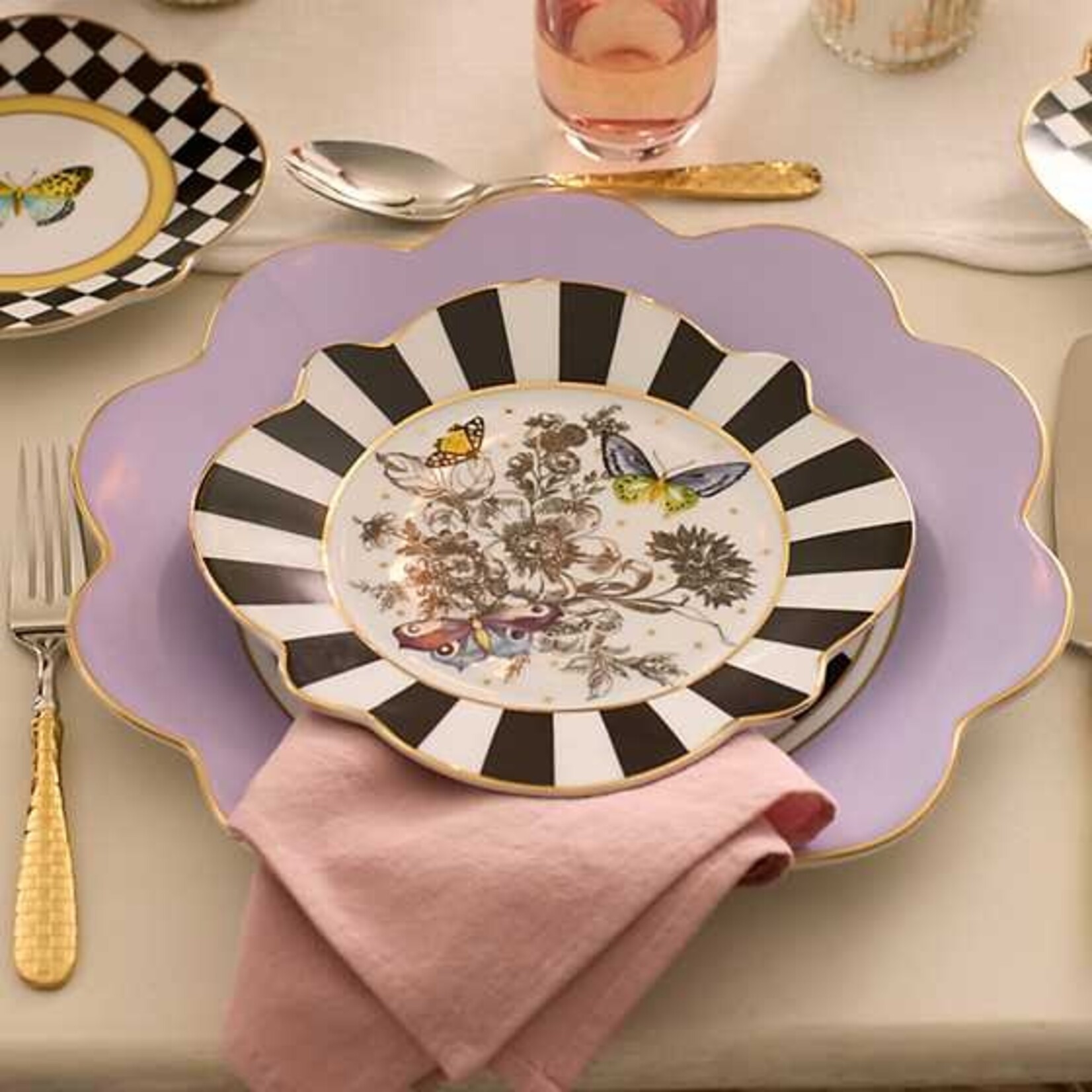 MacKenzie-Childs Butterfly Toile Lavender Dinner Plate