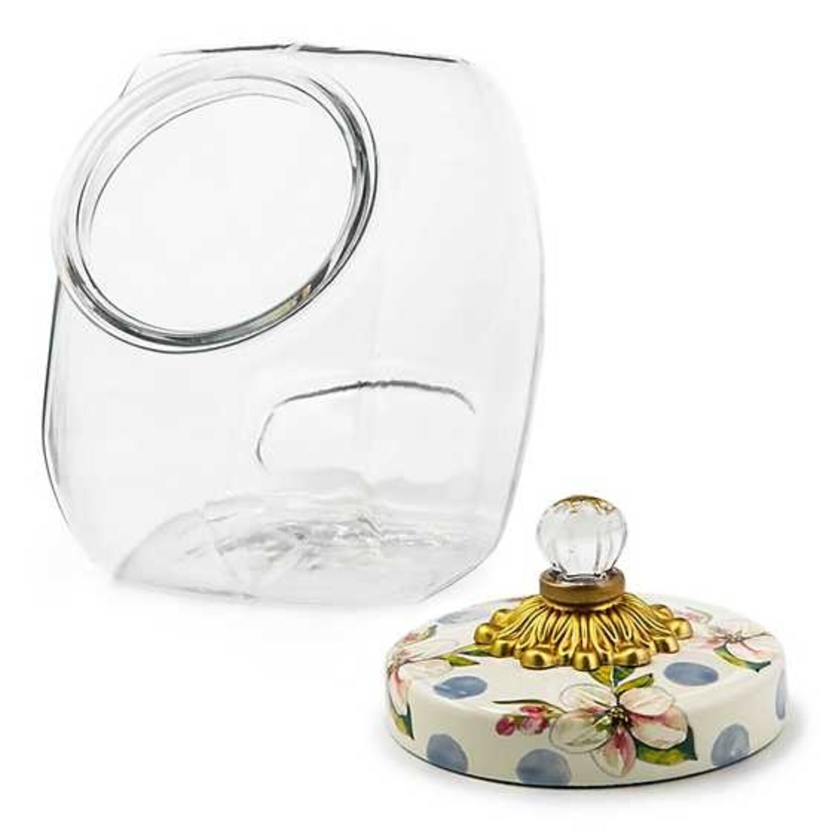 MacKenzie-Childs Sweets Jar with Wildflowers Enamel Lid - Blue
