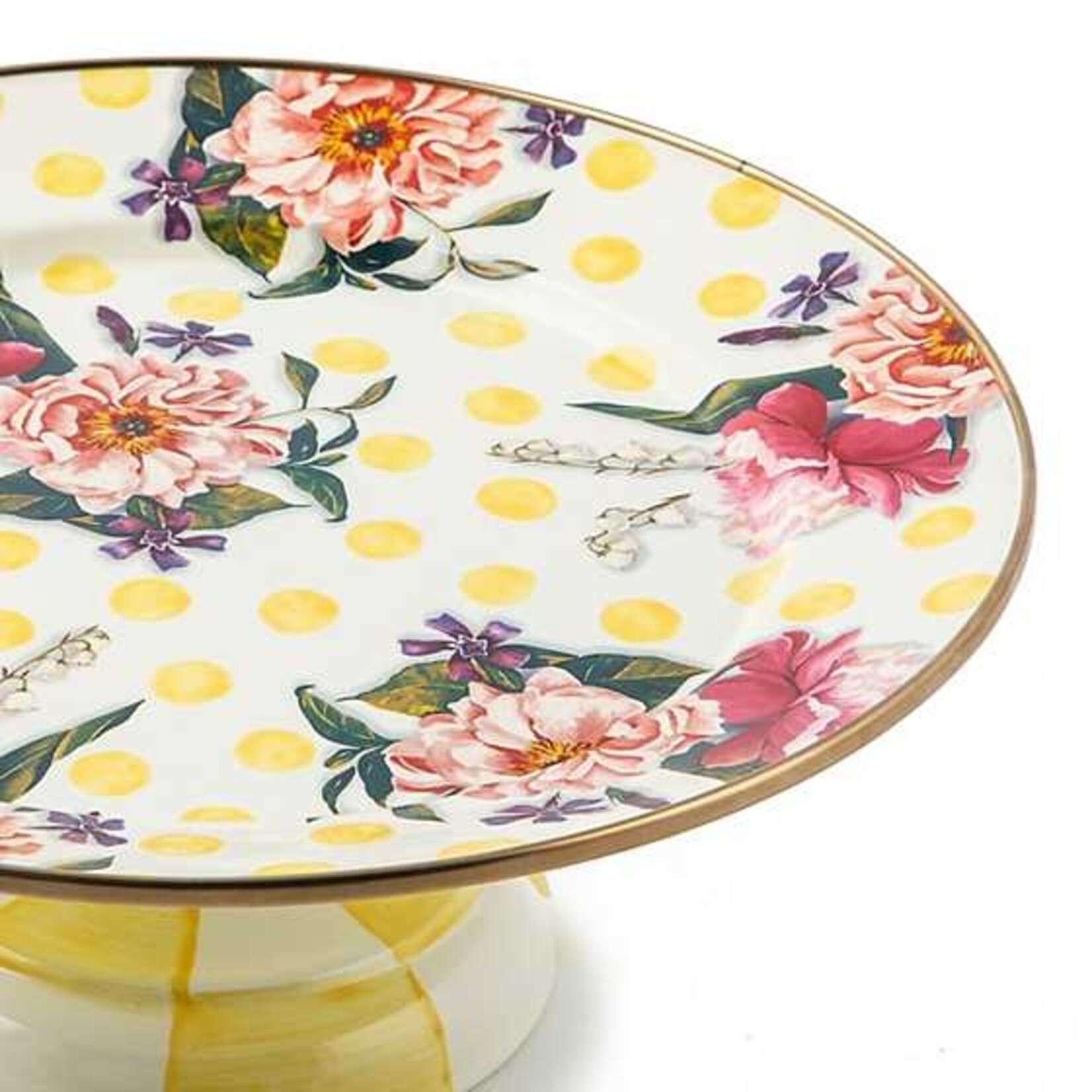 MacKenzie-Childs Wildflowers Yellow Small Pedestal Platter