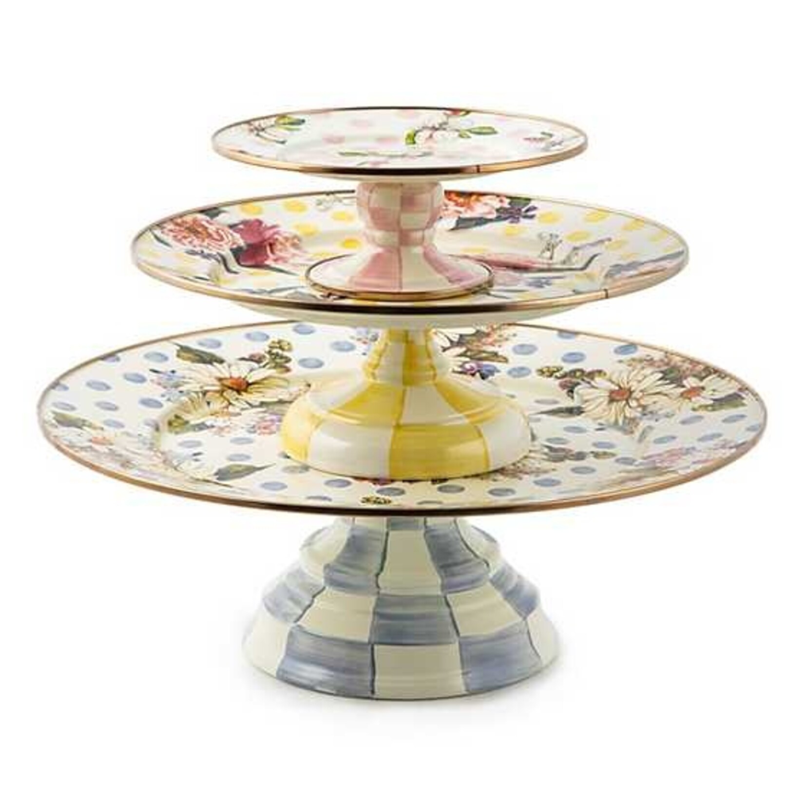 MacKenzie-Childs Wildflowers Enamel Large Pedestal Platter - Blue