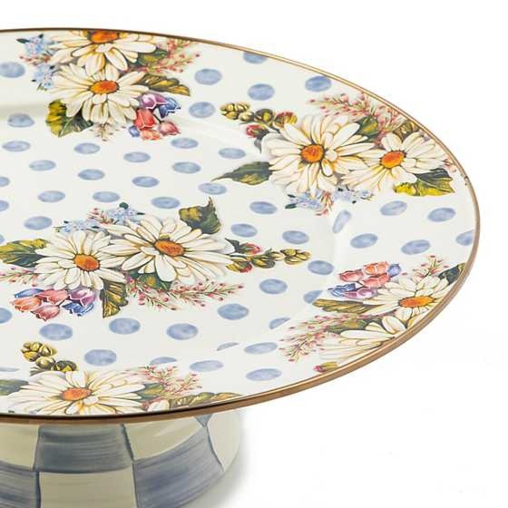 MacKenzie-Childs Wildflowers Enamel Large Pedestal Platter - Blue