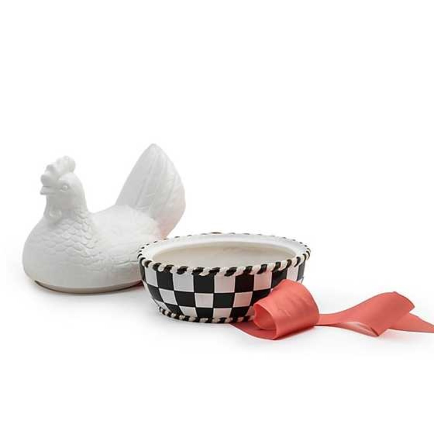 MacKenzie-Childs White Chicken Lidded Dish