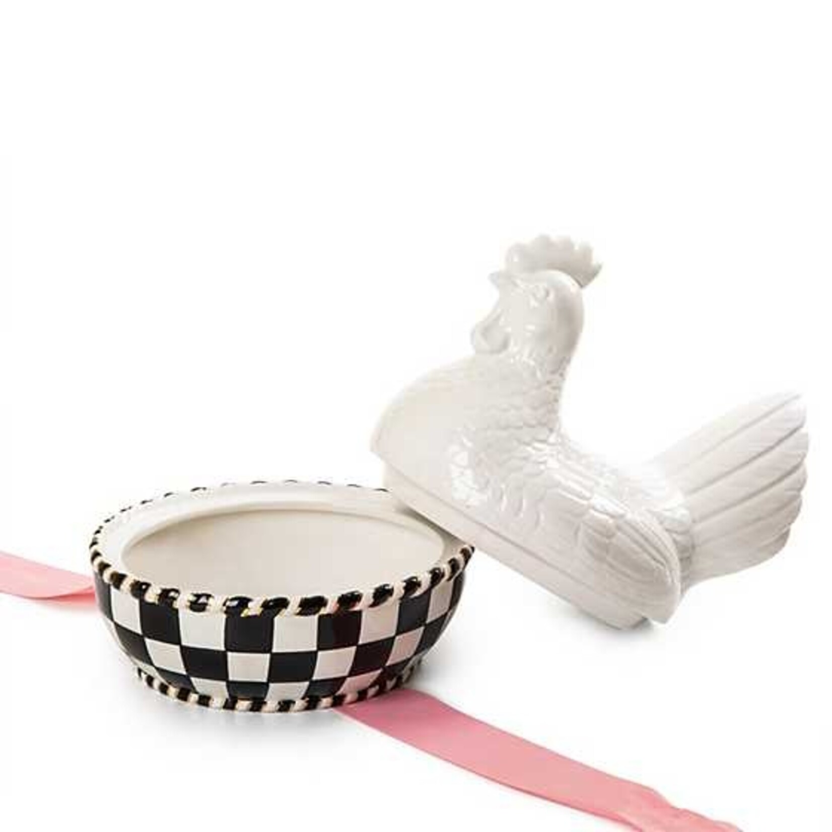 MacKenzie-Childs White Chicken Lidded Dish