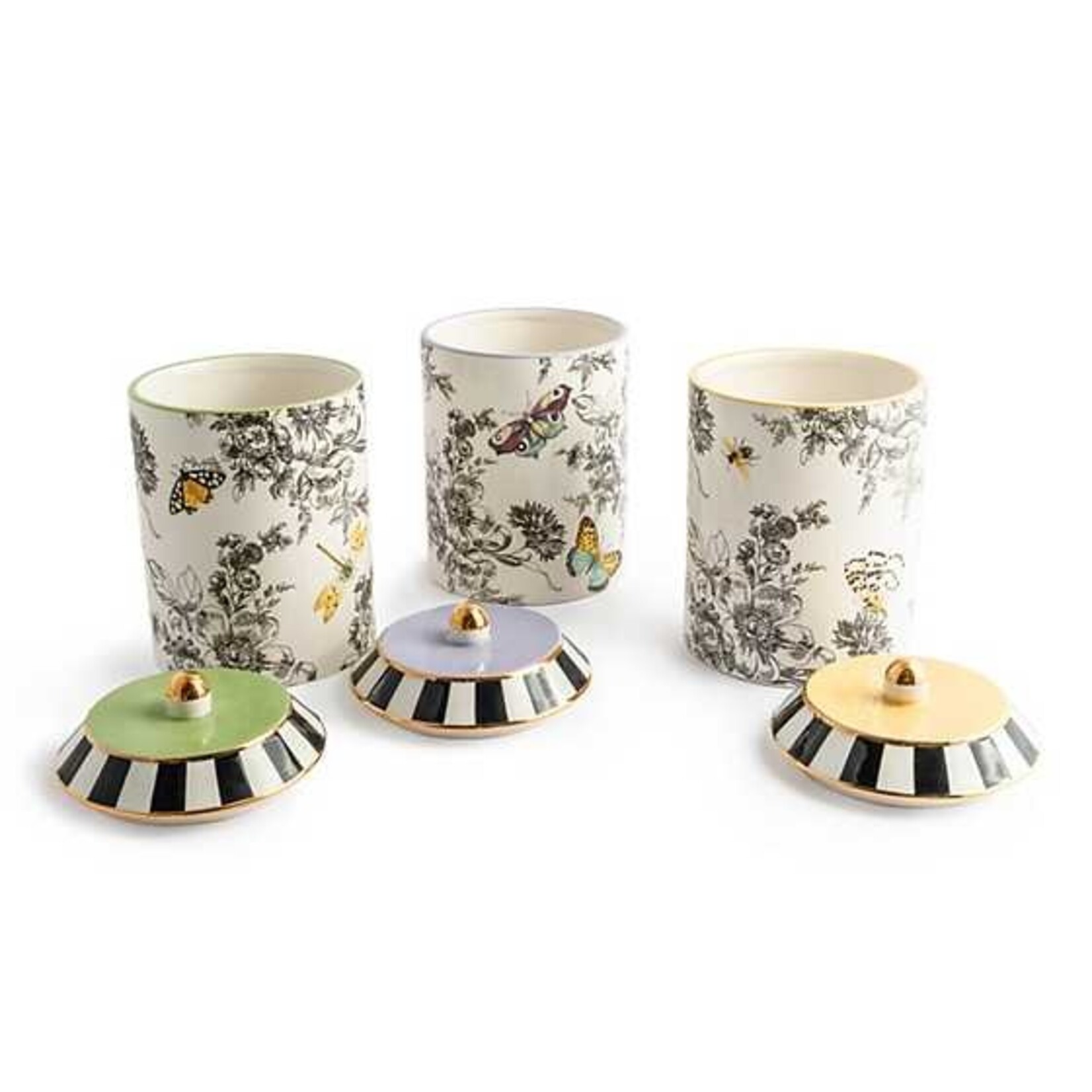 MacKenzie-Childs Butterfly Toile Canisters - Set of 3