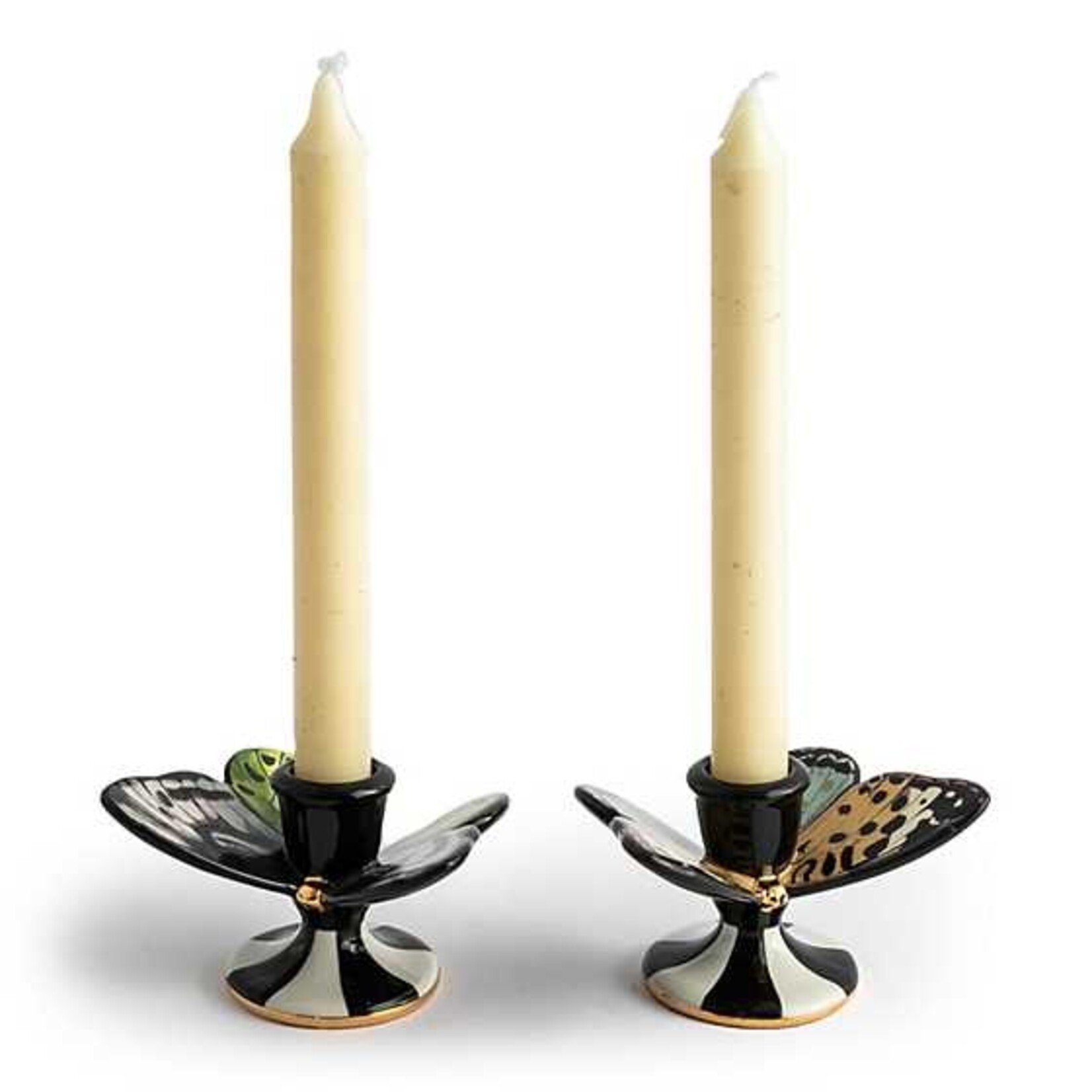 MacKenzie-Childs Butterfly Toile Candle Holders - Set of 2