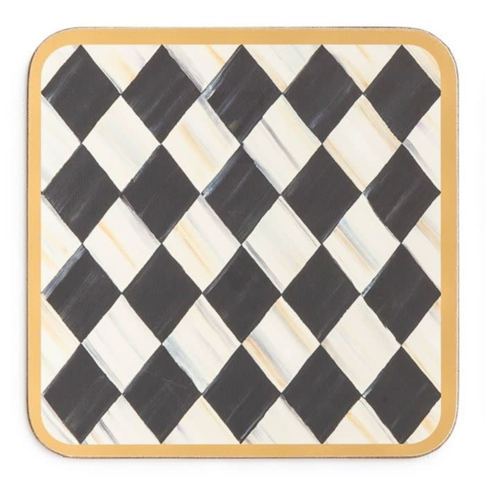 MacKenzie-Childs Courtly Harlequin Cork Back Coasters - Set of 4
