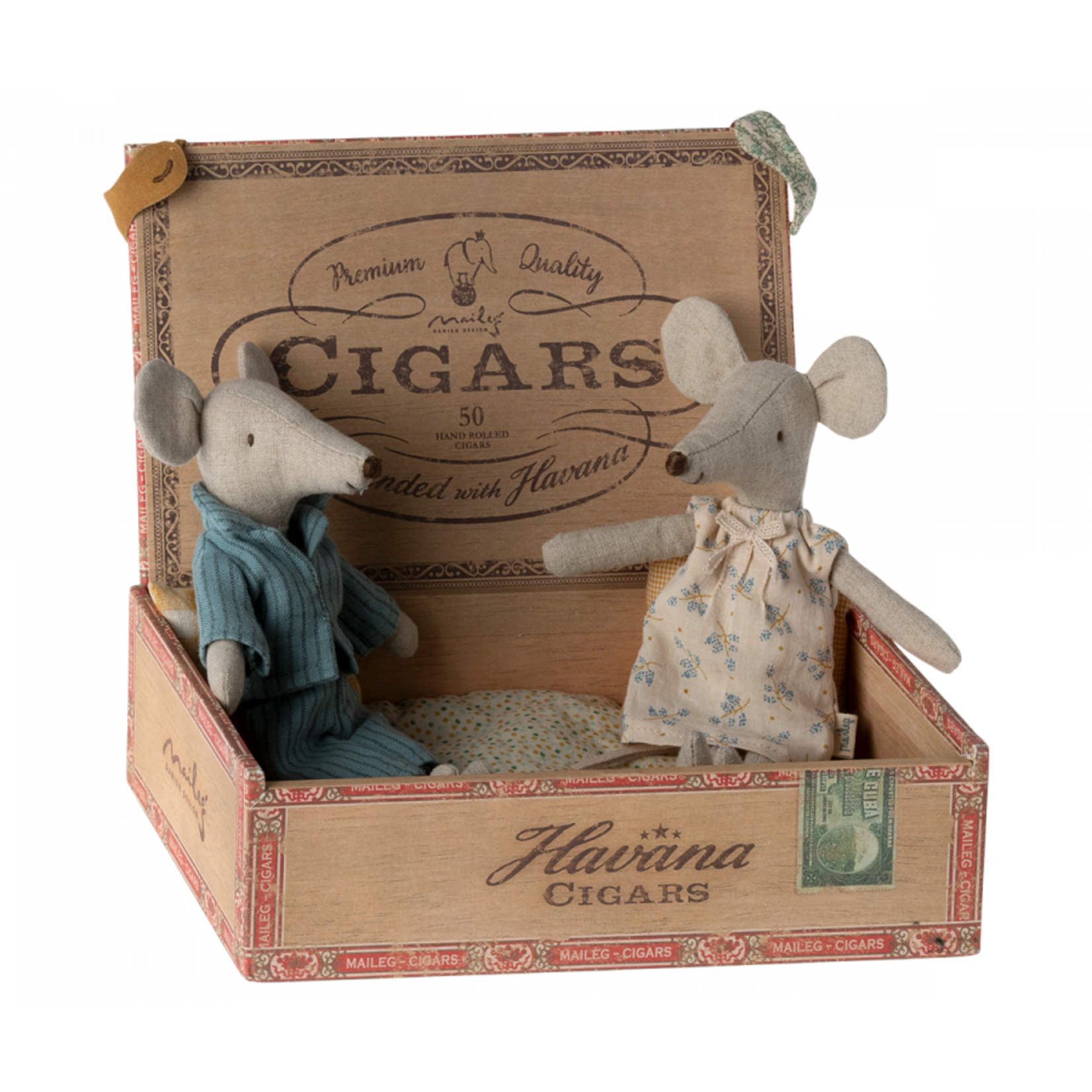 Maileg USA Mum and Dad Mice in Cigarbox