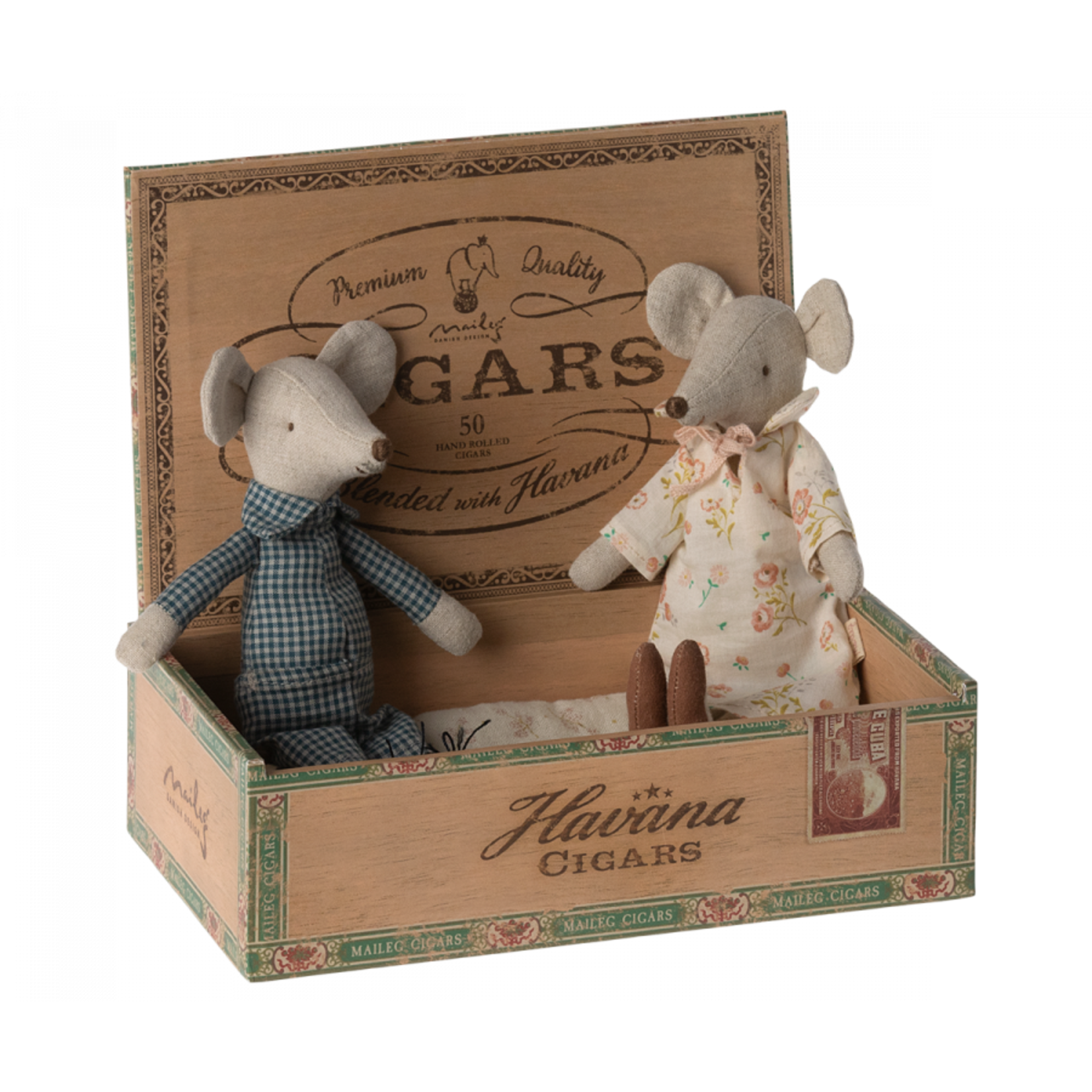 Maileg USA Grandma and Grandpa Mice in Cigarbox