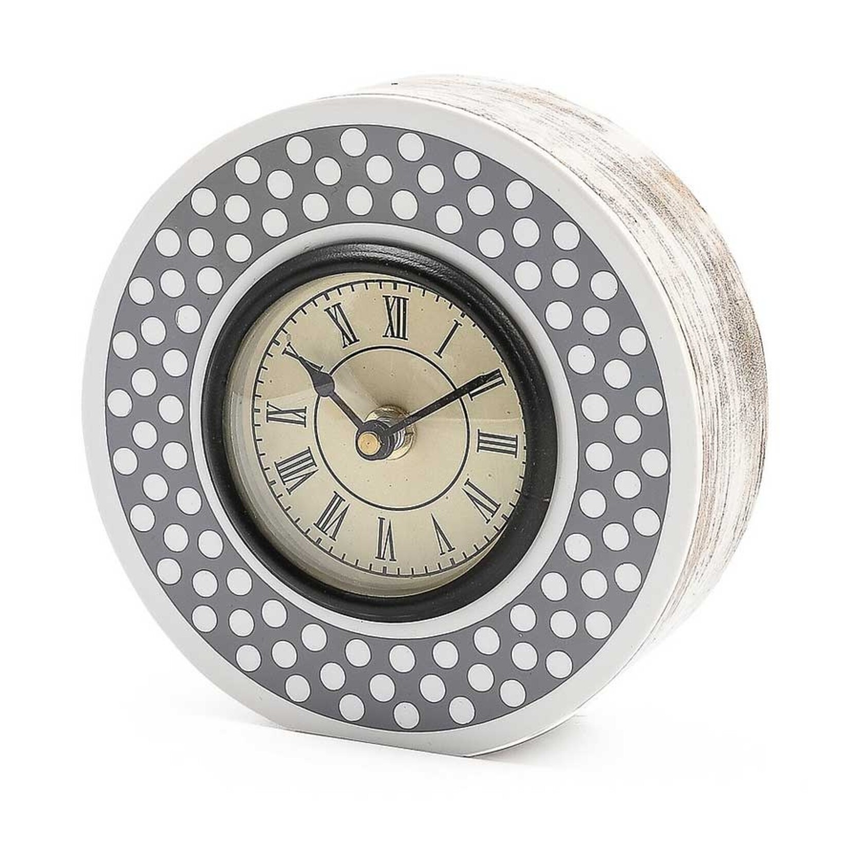 MacKenzie-Childs Sterling Dotty Round Desk Clock