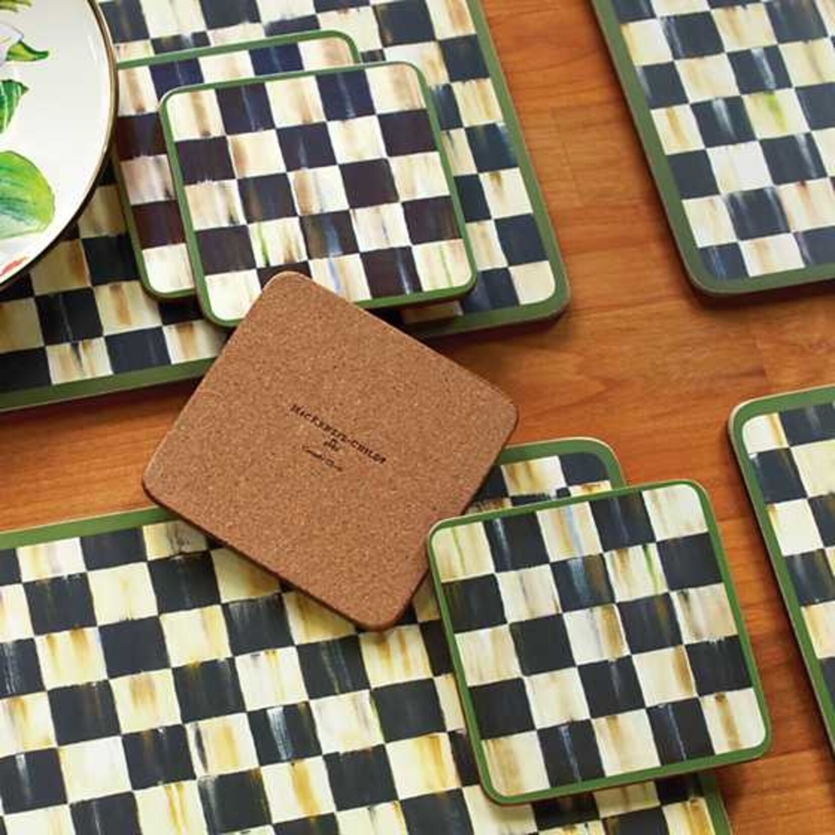 MacKenzie-Childs Courtly Harlequin Cork Back Coasters - Set of 4