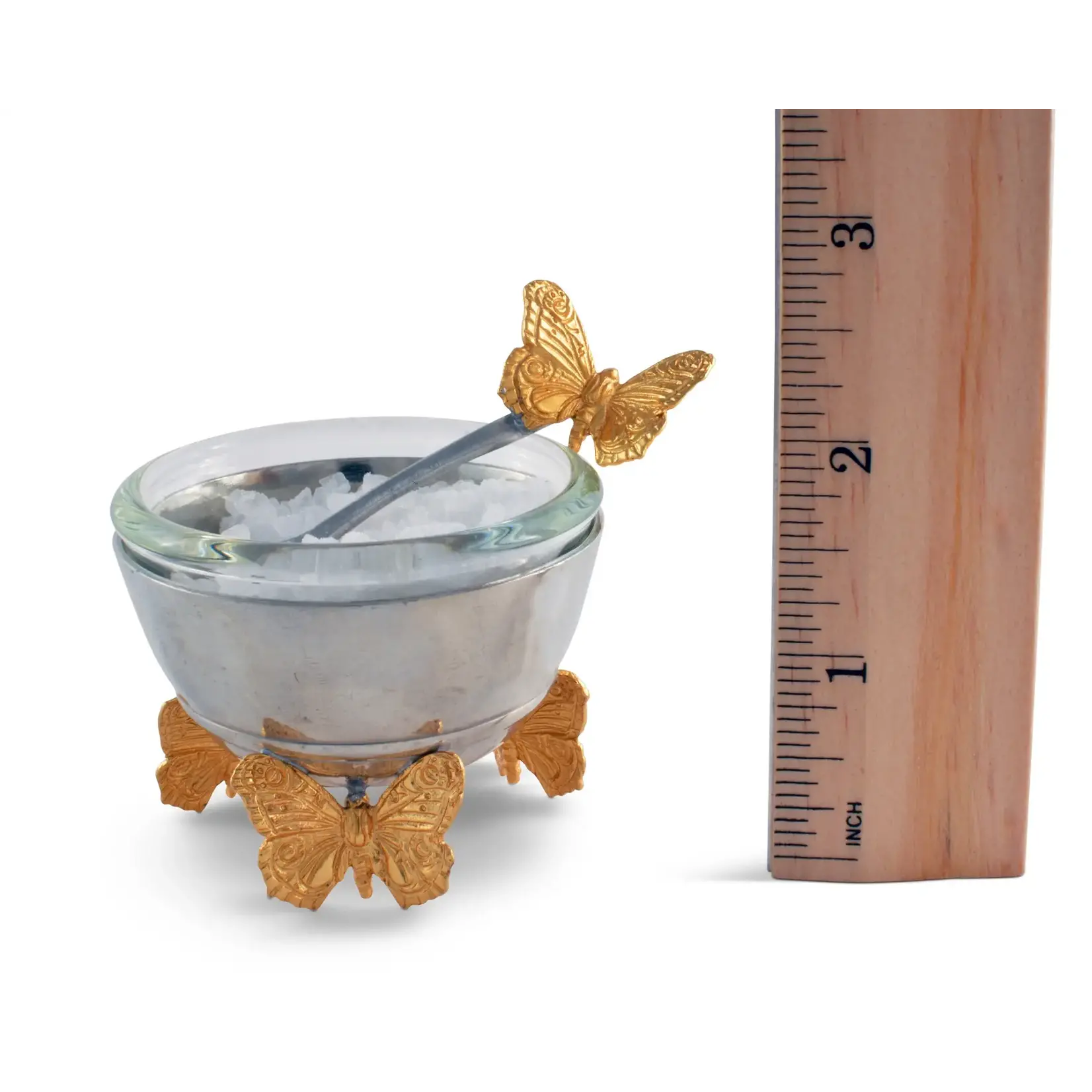 Vagabond House Gold Butterfly Salt Cellar with Spoon