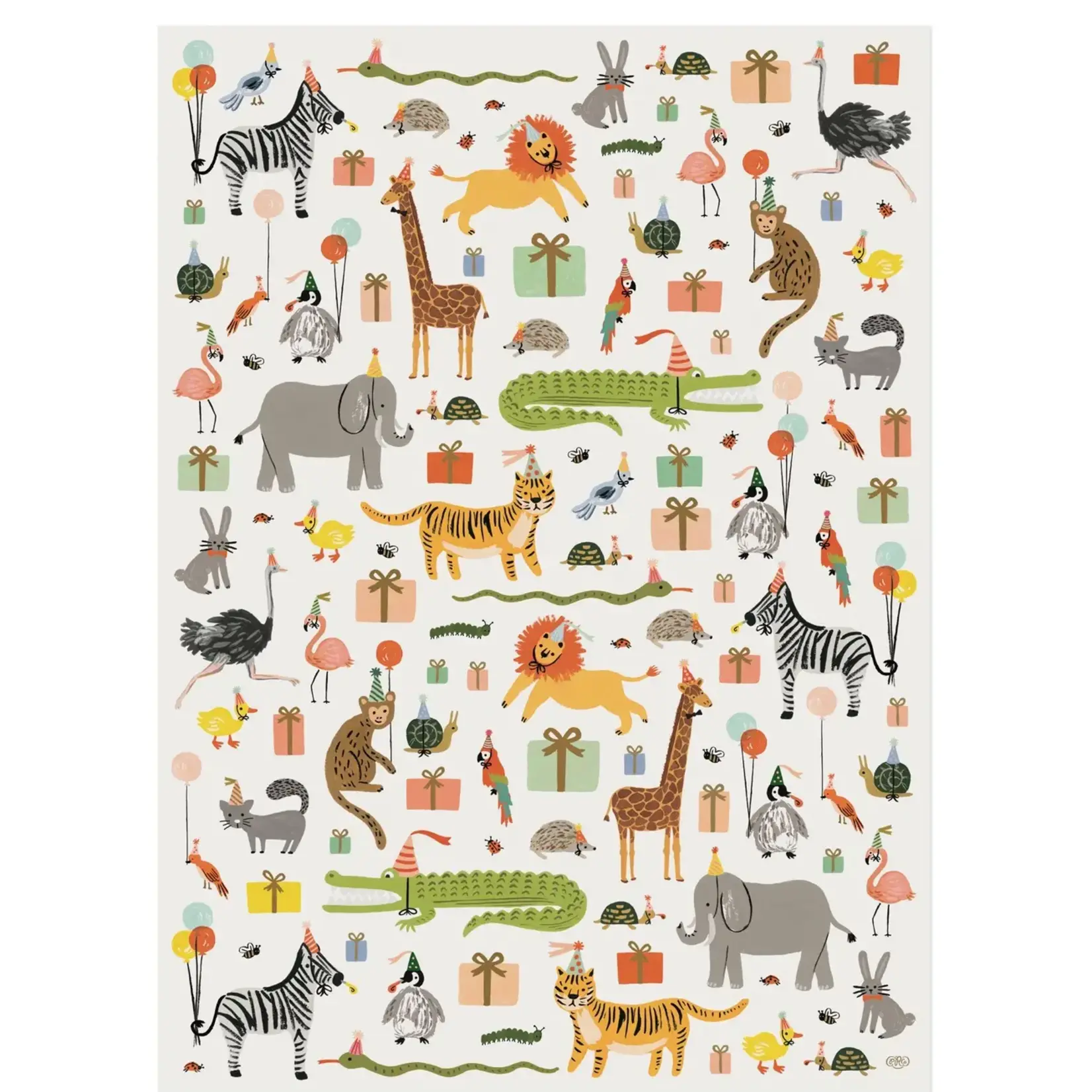 Rifle Paper Company Roll of 3 Party Animals Wrapping Sheets