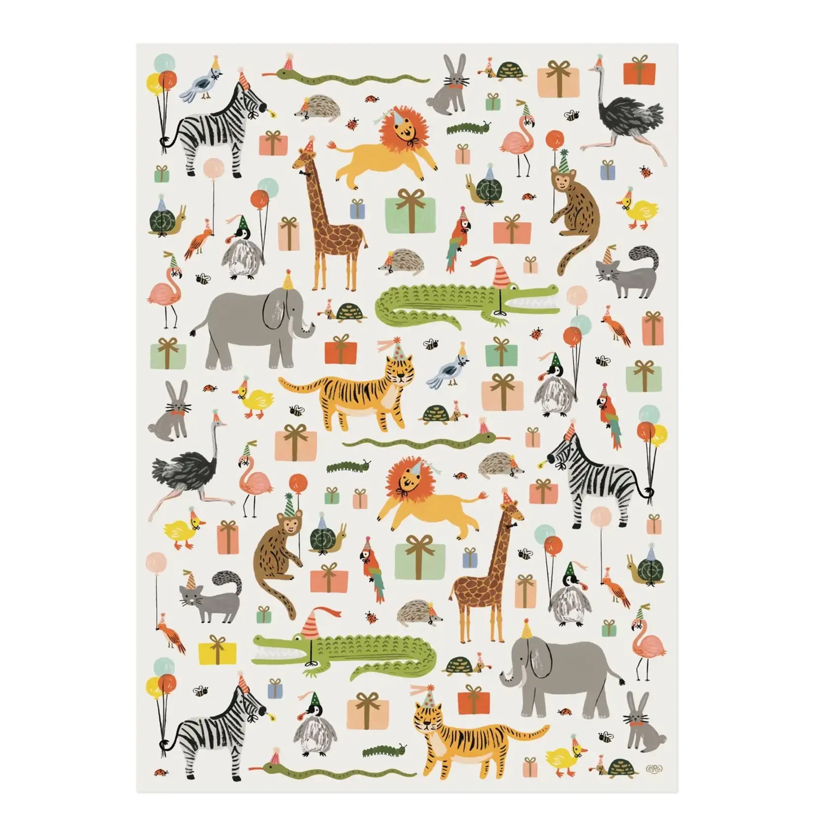 Rifle Paper Company Roll of 3 Party Animals Wrapping Sheets