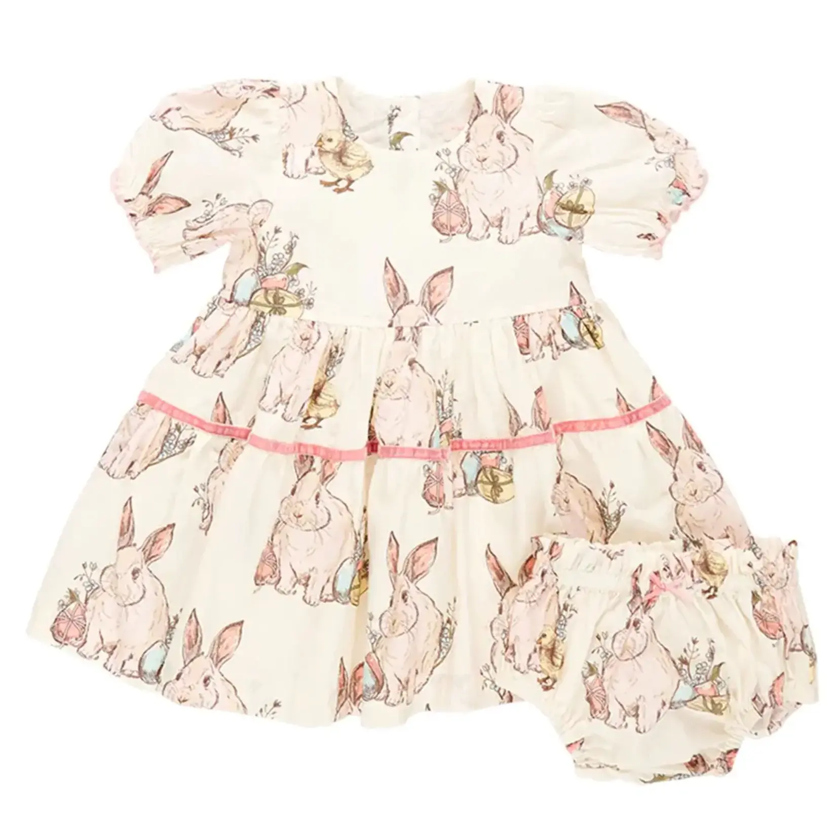 Pink Chicken Baby Girl's Maribelle Dress Set - Bunny Friends
