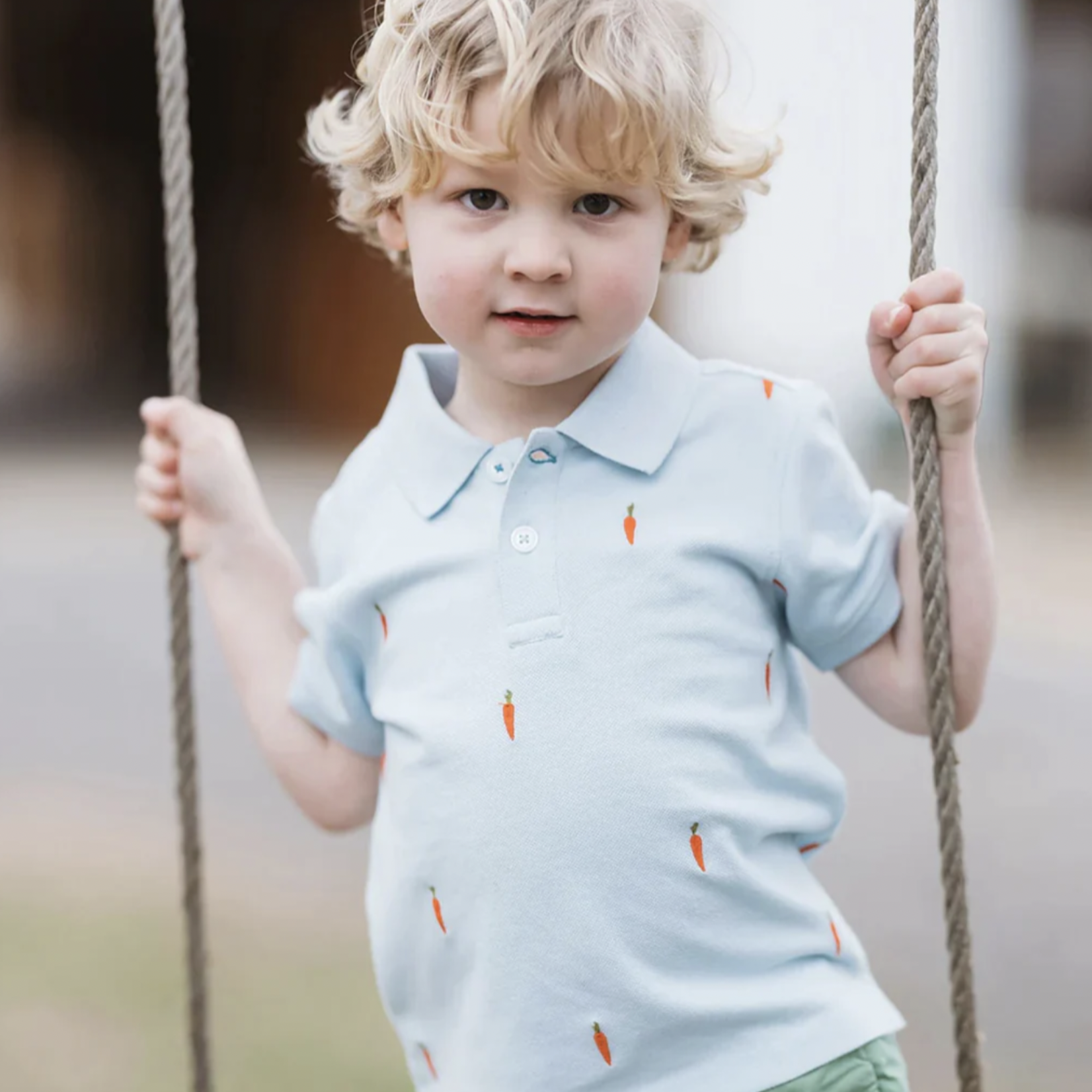 Blue Rooster Boys Alec Shirt - Carrot Embroidery