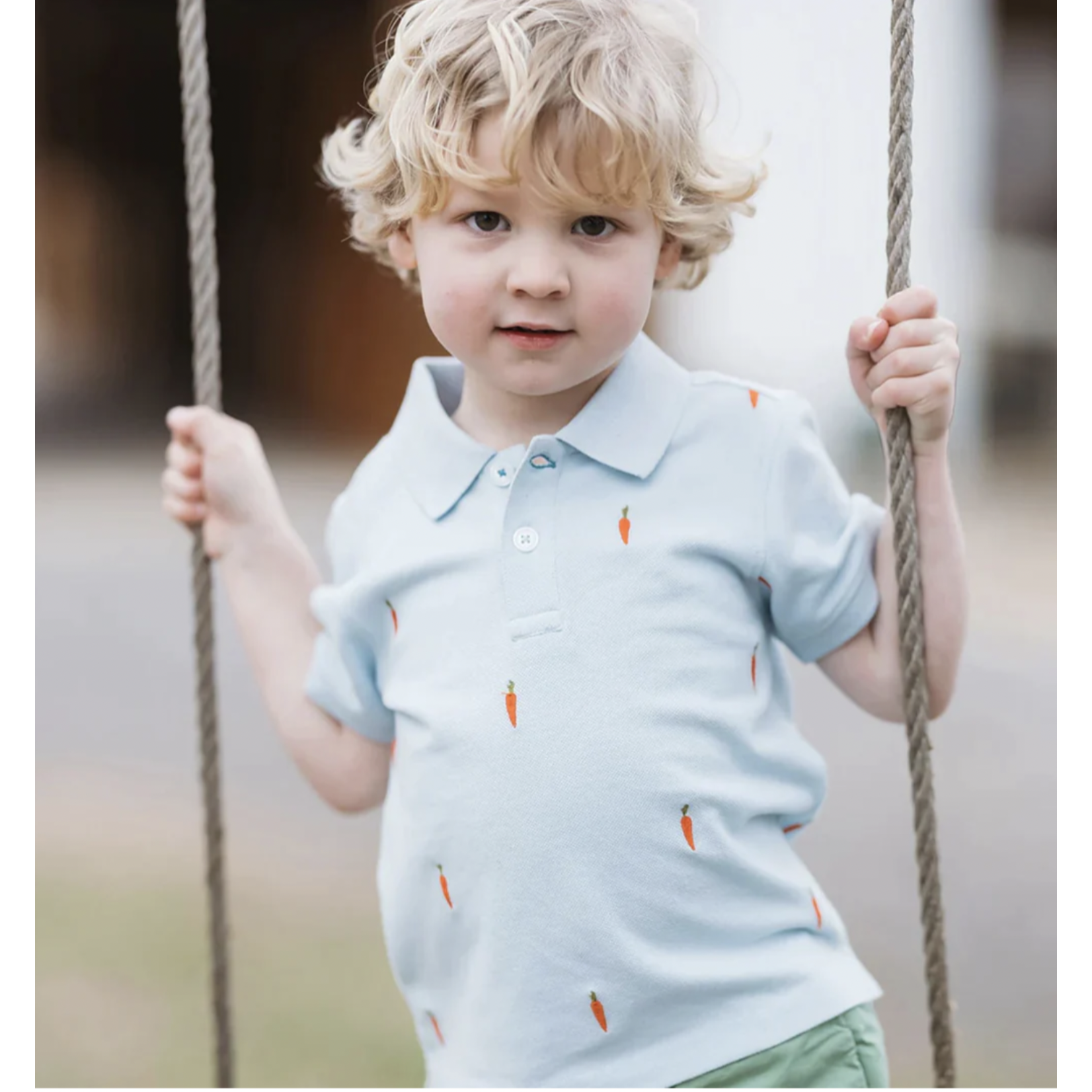 Pink Chicken Boys Alec Shirt - Carrot Embroidery