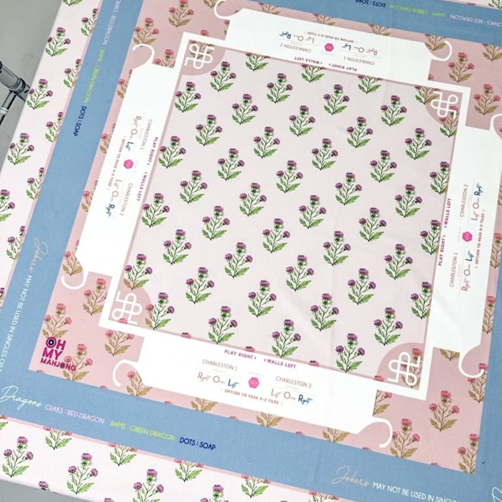 Oh My Mahjong Pink Instructional Mahjong Tablecloth