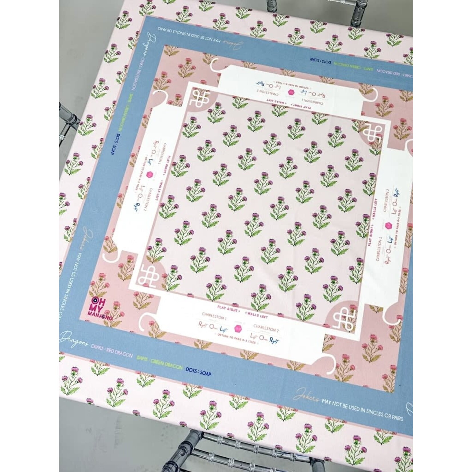 Oh My Mahjong Pink Instructional Mahjong Tablecloth