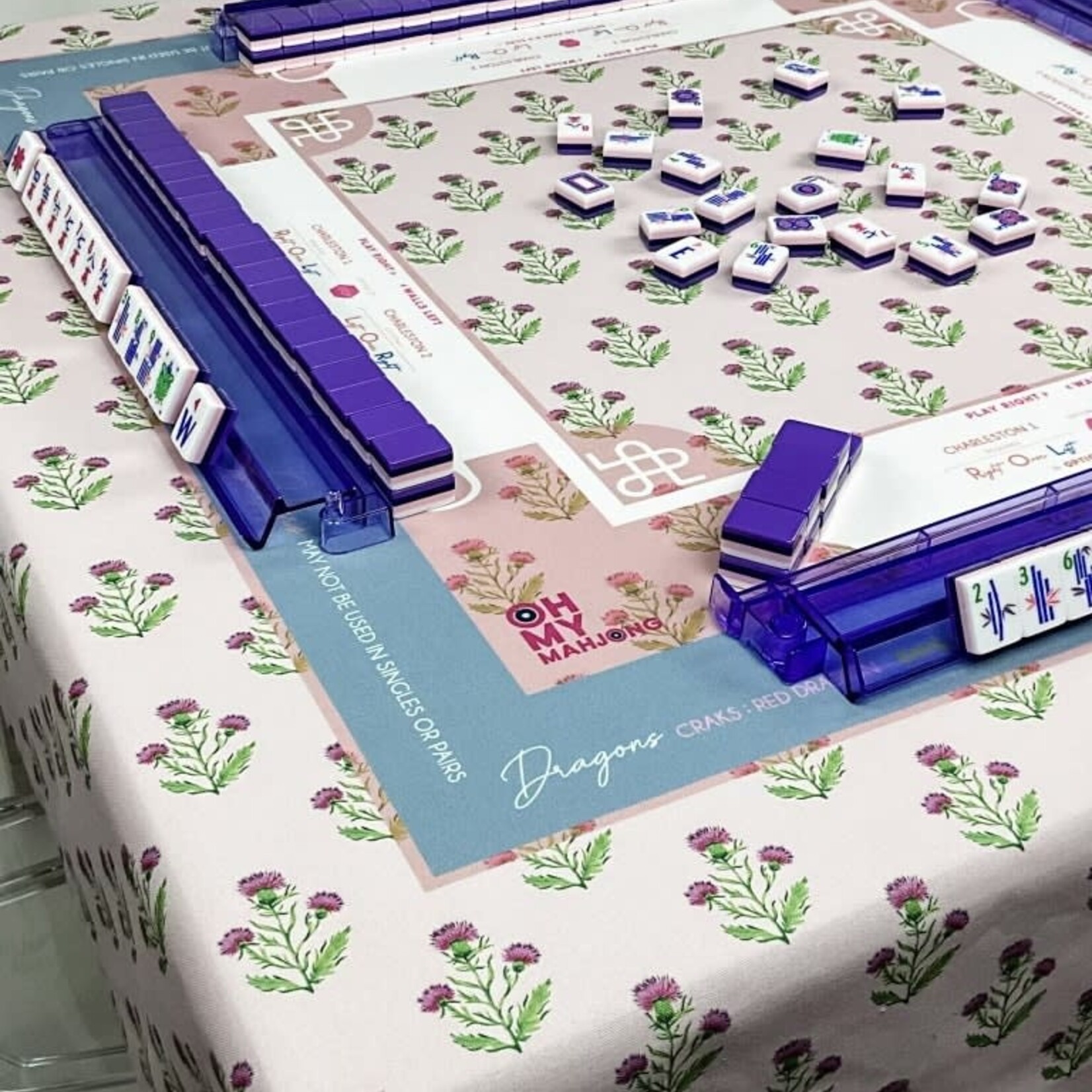 Oh My Mahjong Pink Instructional Mahjong Tablecloth
