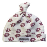 Raspberry Pink Paw Print Top Knot Beanie