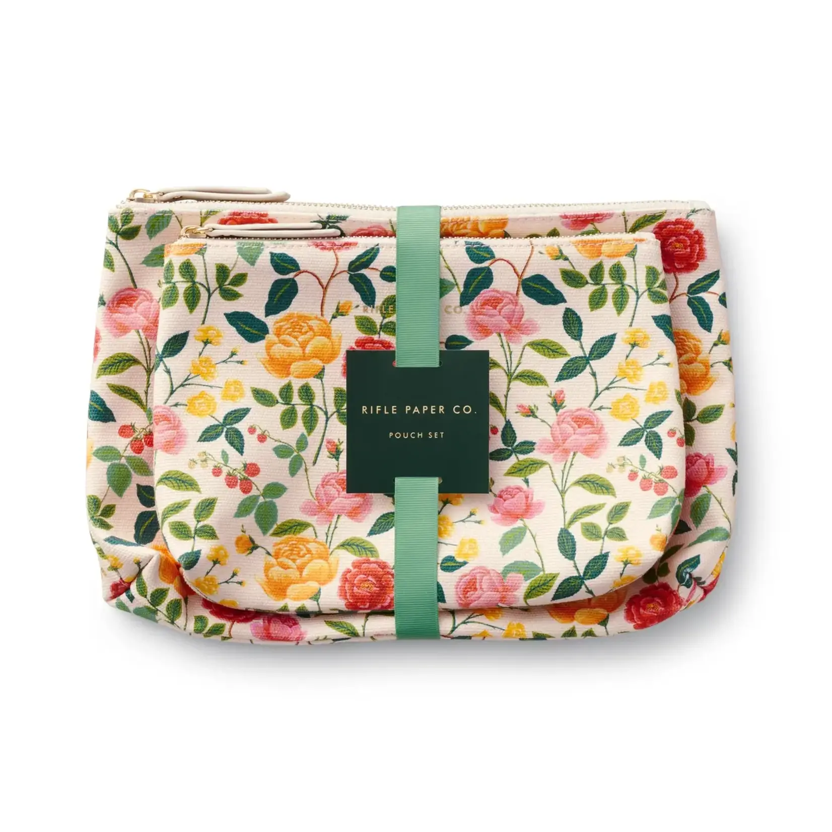 Rifle Paper Company Roses Set of 2 Zippered Pouch Set