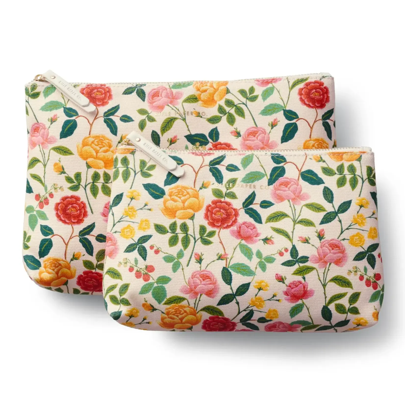 Rifle Paper Company Roses Set of 2 Zippered Pouch Set