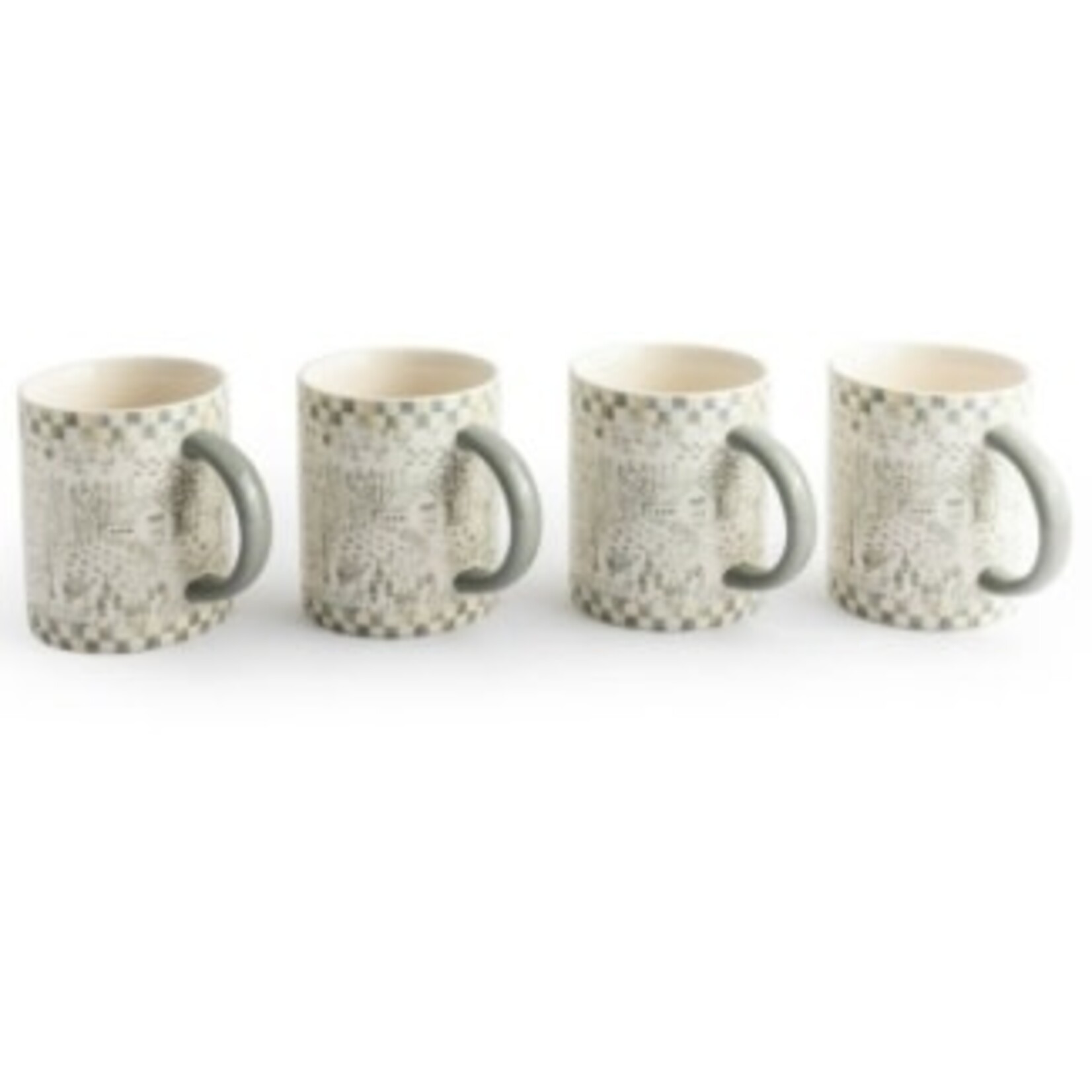 MacKenzie-Childs Sterling Cottage Mugs - Set of 4