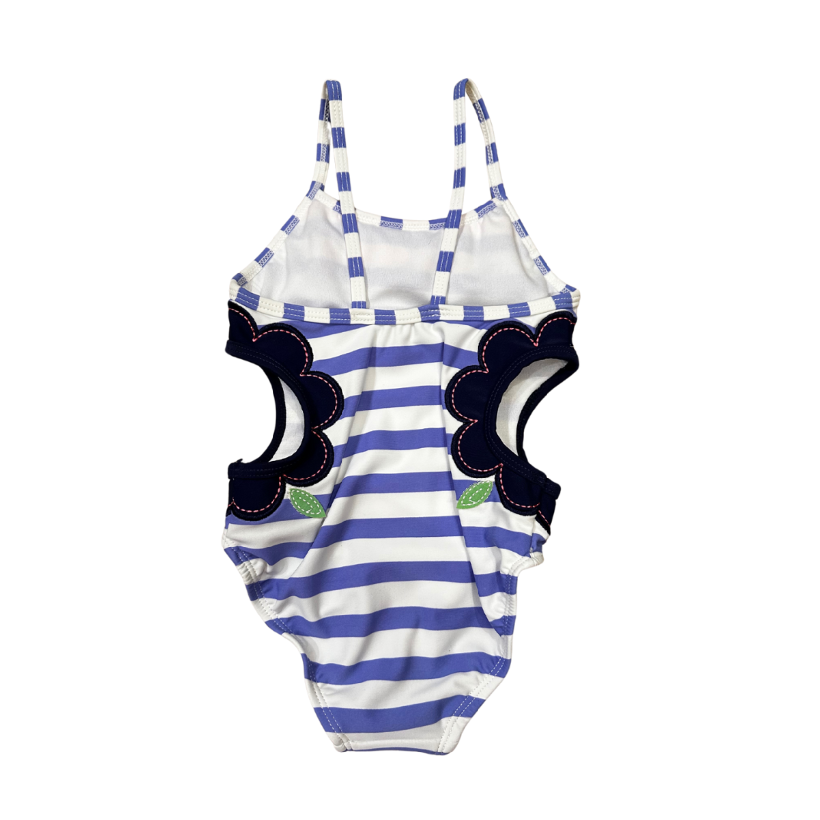 Hartstrings Purple & White Stripe Flower Cutout Bathing Suit