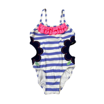 Hartstrings Purple & White Stripe Flower Cutout Bathing Suit