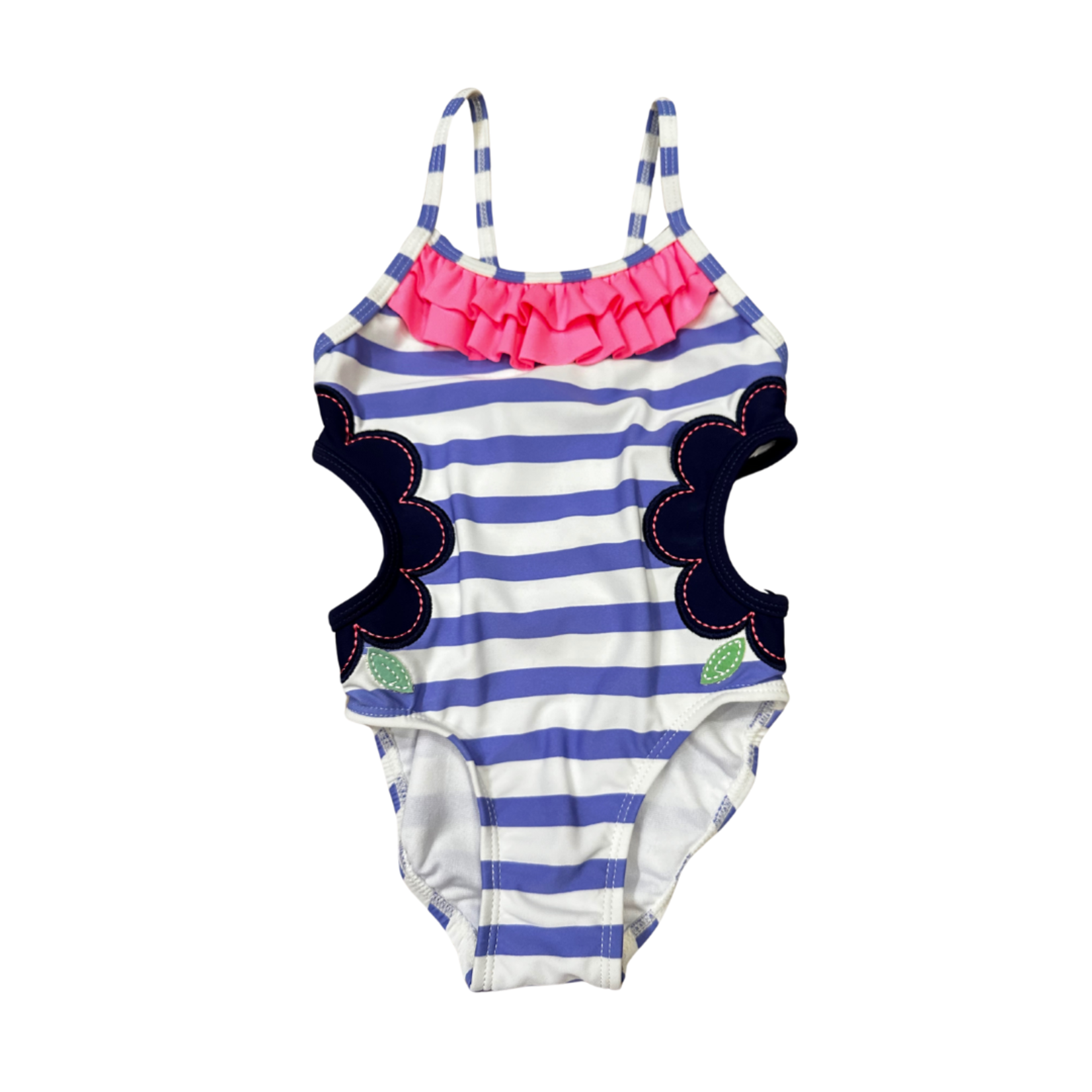 Hartstrings Purple & White Stripe Flower Cutout Bathing Suit