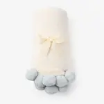 Elegant Baby Flannel Fleece Pom Trim Blanket - Pale Blue