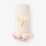 Elegant Baby Flannel Fleece Pom Trim Blanket - Pale Pink