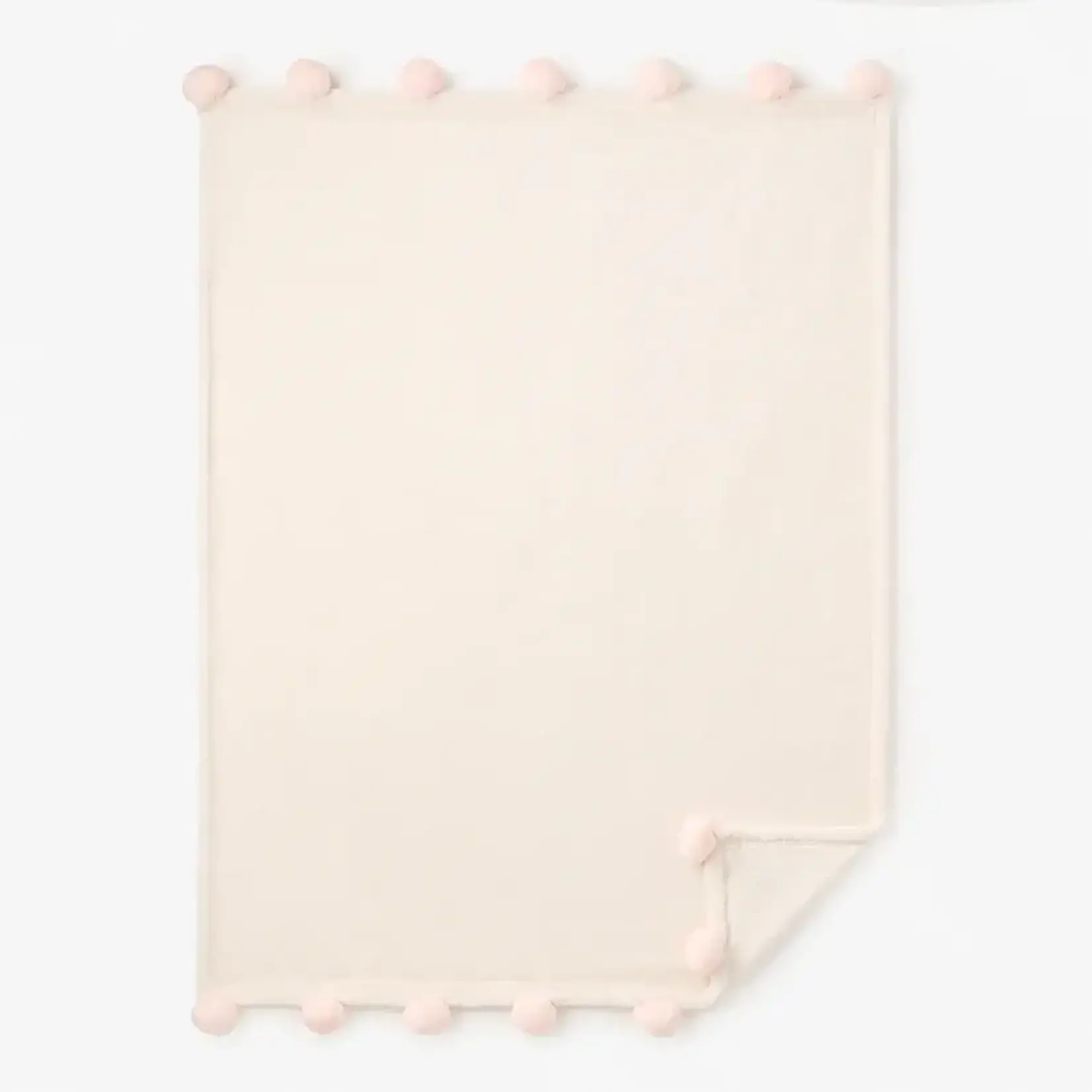 Elegant Baby Flannel Fleece Pom Trim Blanket - Pale Pink