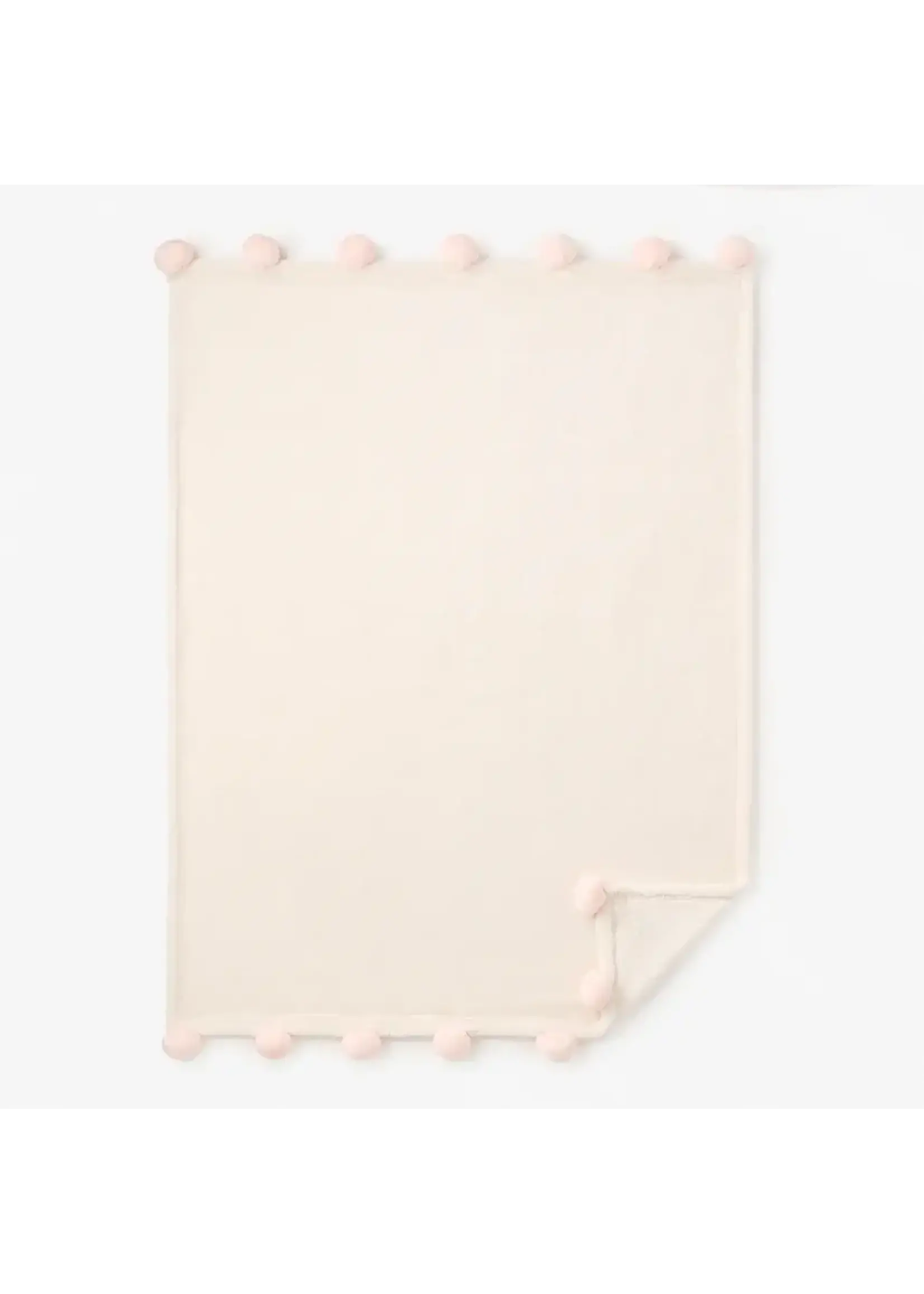 Elegant Baby Flannel Fleece Pom Trim Blanket - Pale Pink