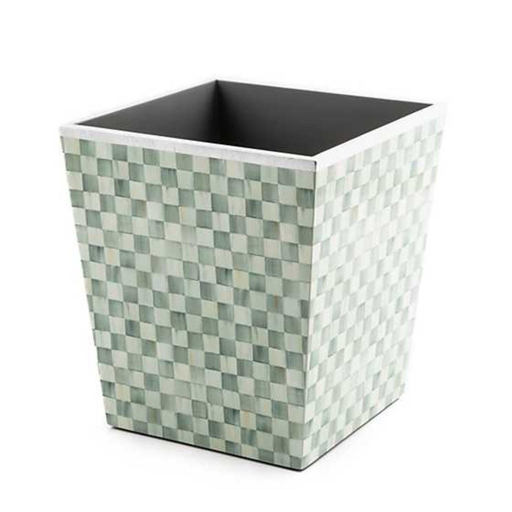 MacKenzie-Childs Sterling Check Lacquer Waste Bin