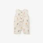 Elegant Baby Seaside Safari Organic Muslin Sleeveless Shortall 9-12 M - Rainy Day