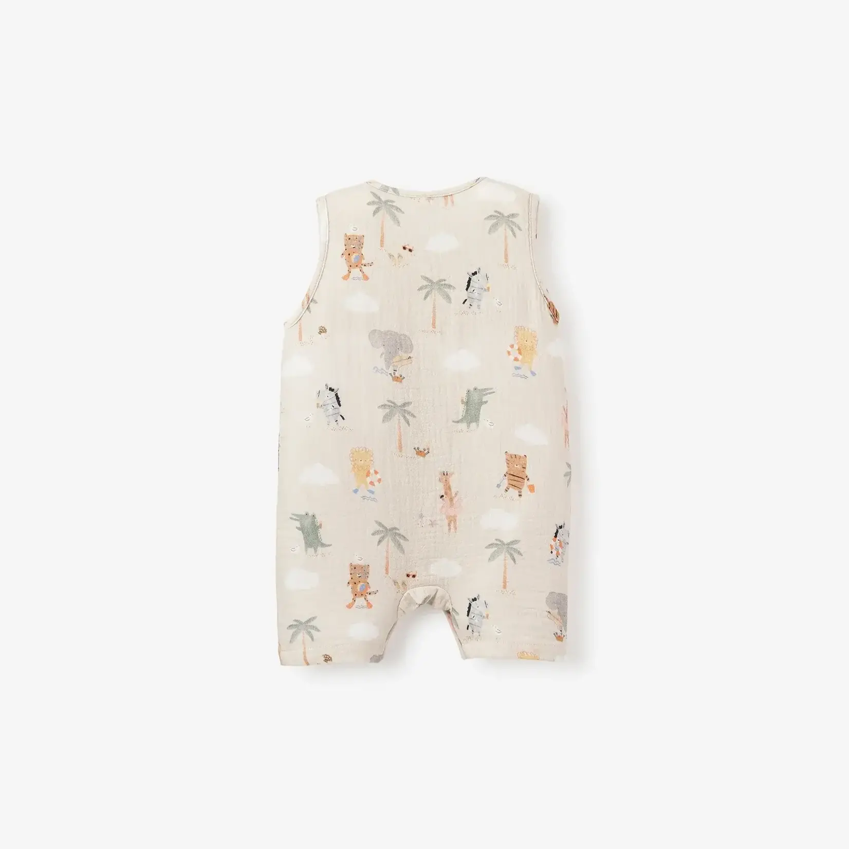 Elegant Baby Seaside Safari Organic Muslin Sleeveless Shortall 9-12 M - Rainy Day