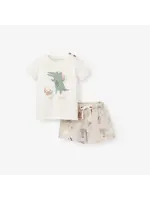 Elegant Baby Alligator Knit Top & Organic Muslin Shorts 6-9M