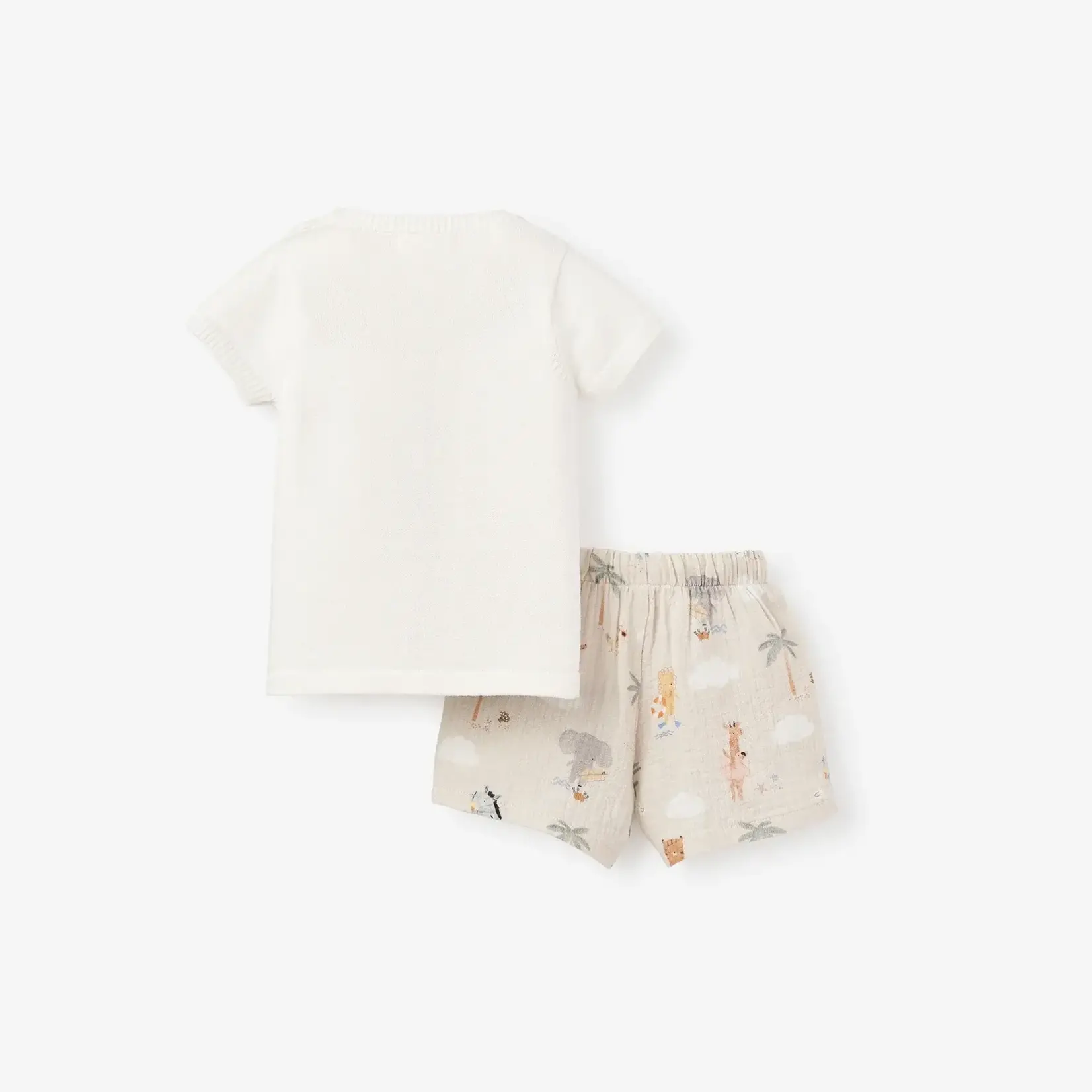 Elegant Baby Alligator Knit Top & Organic Muslin Shorts 6-9M