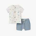 Elegant Baby Ocean Adventure Organic Muslin Shirt & Short Set 9-12M - Blue