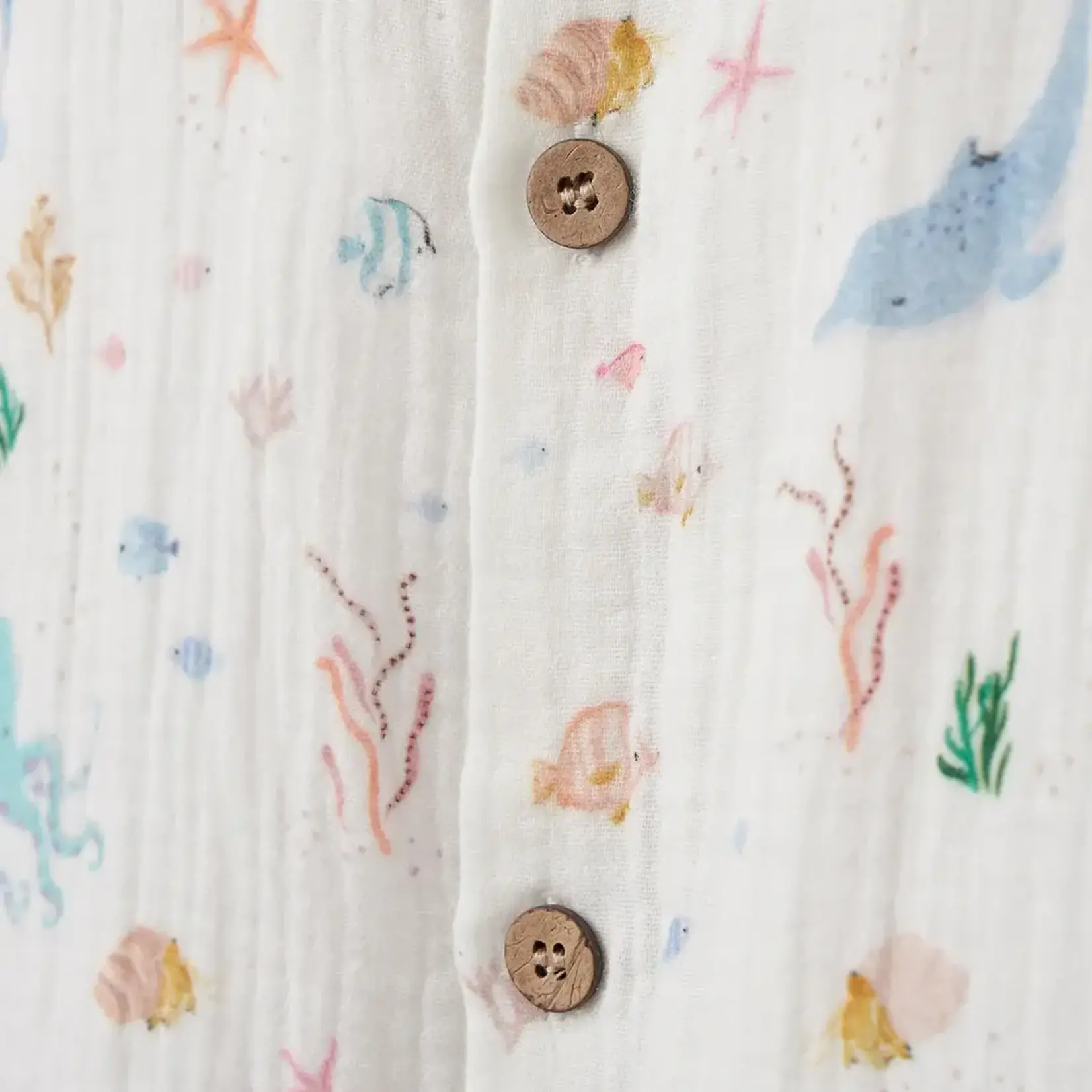 Elegant Baby Ocean Adventure Organic Muslin Shirt & Short Set 9-12M - Blue