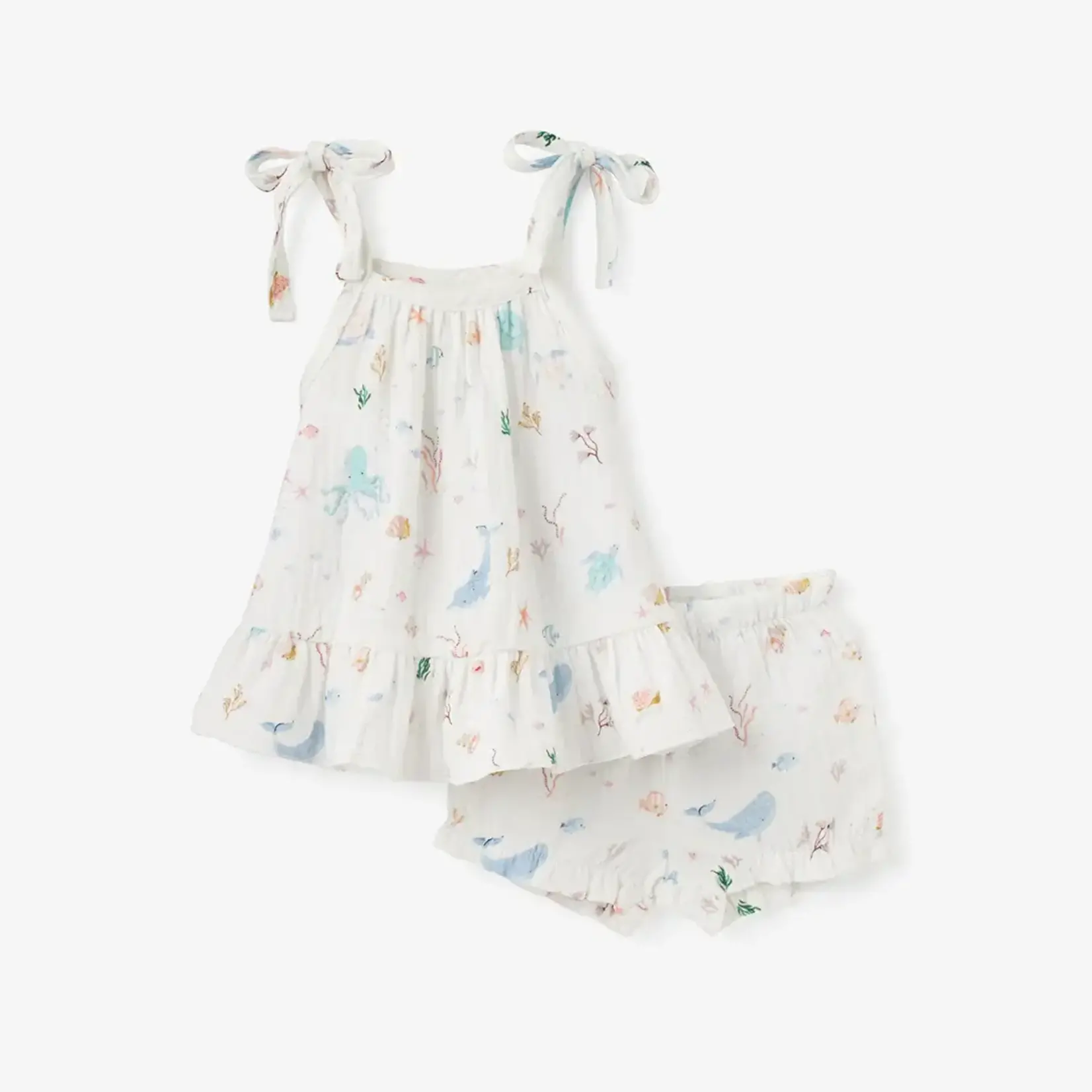 Elegant Baby Ocean Adventure Muslin Tie Top Set 9-12M - White